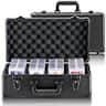 VEVOR - Graded Card Storage Box, 4 Slots, Graded Sports Cards Holder Carrying Case with Key Lock Foam Dividers - Black
