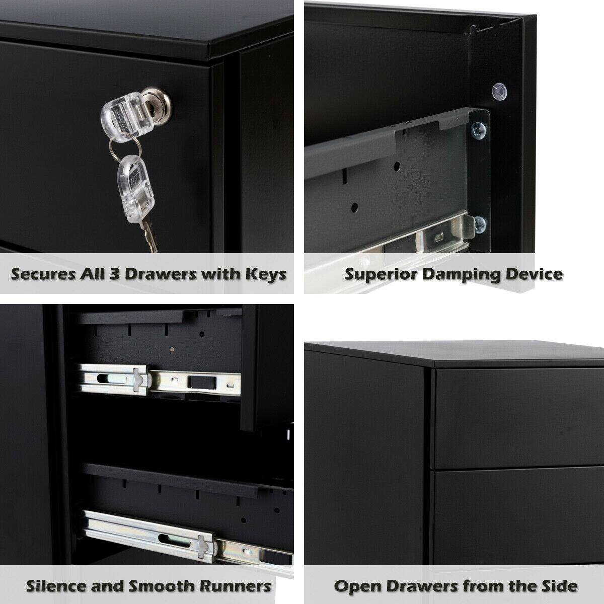- Secures All 3 Drawers with Keys
- Superior Damping Device
- Silence and Smooth Runners
- Open Drawers from the Side