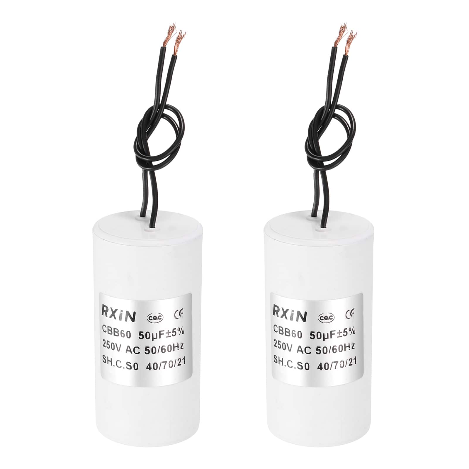 Unique Bargains - 2pcs 50uF CBB60 Running Capacitor, AC 250V Cylinder 2 Wire for Air Conditioner, Compressor, Washing Machine - White price history on PriceWatchPro