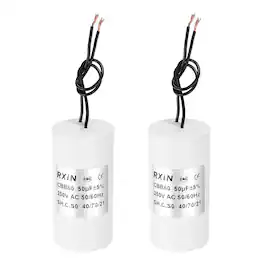 Unique Bargains - 2pcs 50uF CBB60 Running Capacitor, AC 250V Cylinder 2 Wire for Air Conditioner, Compressor, Washing Machine - White