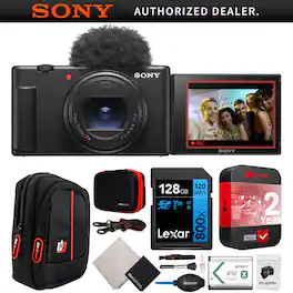 Sony - ZV-1 II Vlog Camera 4K Video Content Creator Black +Extended Warranty Kit Bundle