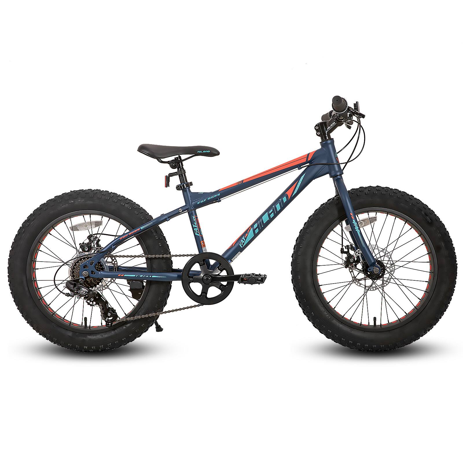 HILAND - Roon 20" Fat Tire Mountain Bike - 7 Speeds - Snow Beach Bicycle - Blue