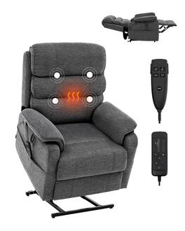 VEVOR - Power Lift Recliner Chair,Lift Chair with Heat and Massage for Elderly, Dual Motor Recliner Chair with 2 Anti-Fall Ropes - Gray