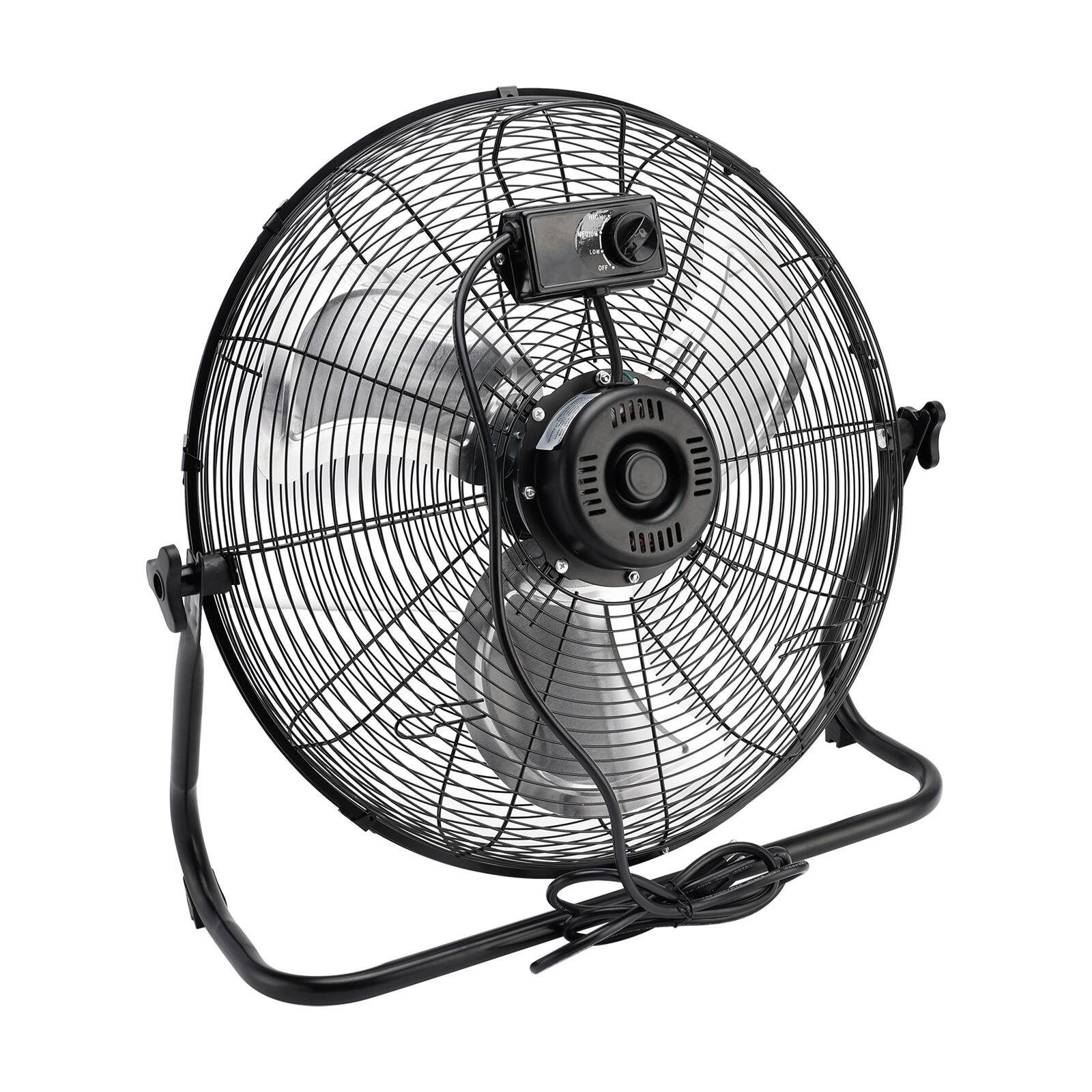 Alt View 8. Topteng - 20 Inch Industrial Floor Fan - 4650 CFM High Velocity, 3 Speeds, Tilt Head, Metal Construction.