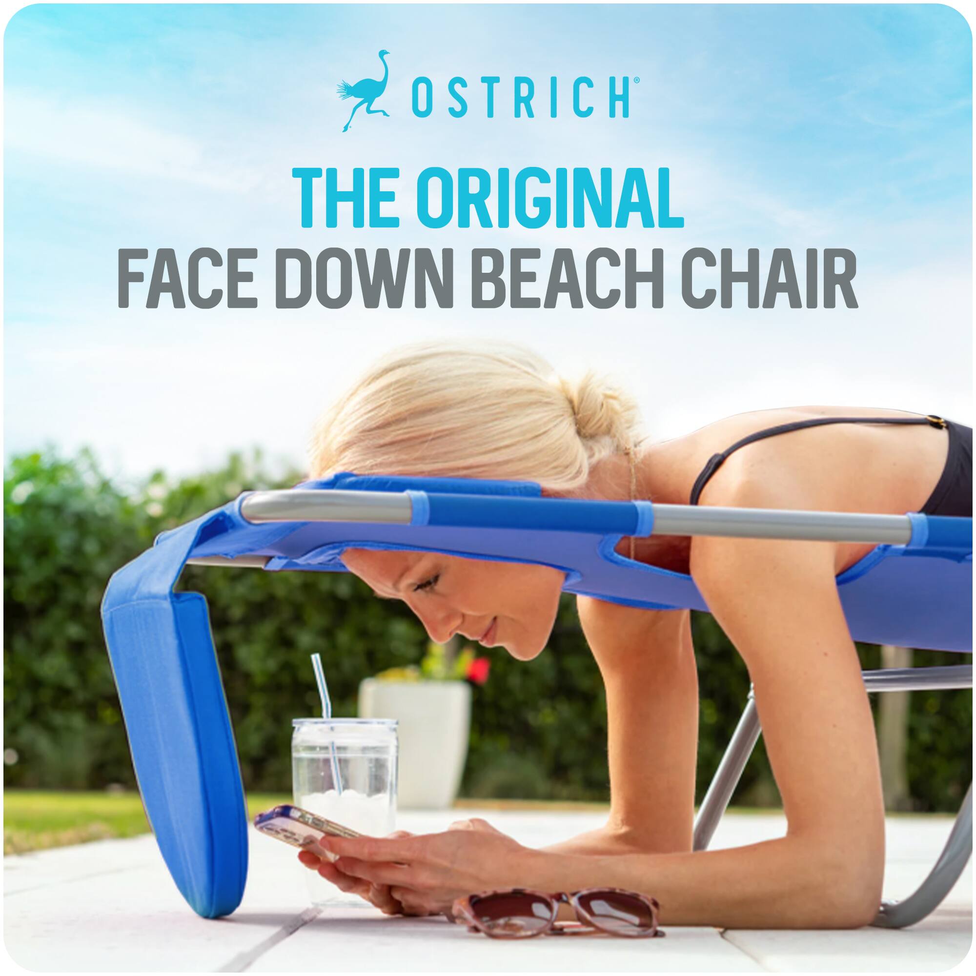 OSTRICH  
THE ORIGINAL  
FACE DOWN BEACH CHAIR