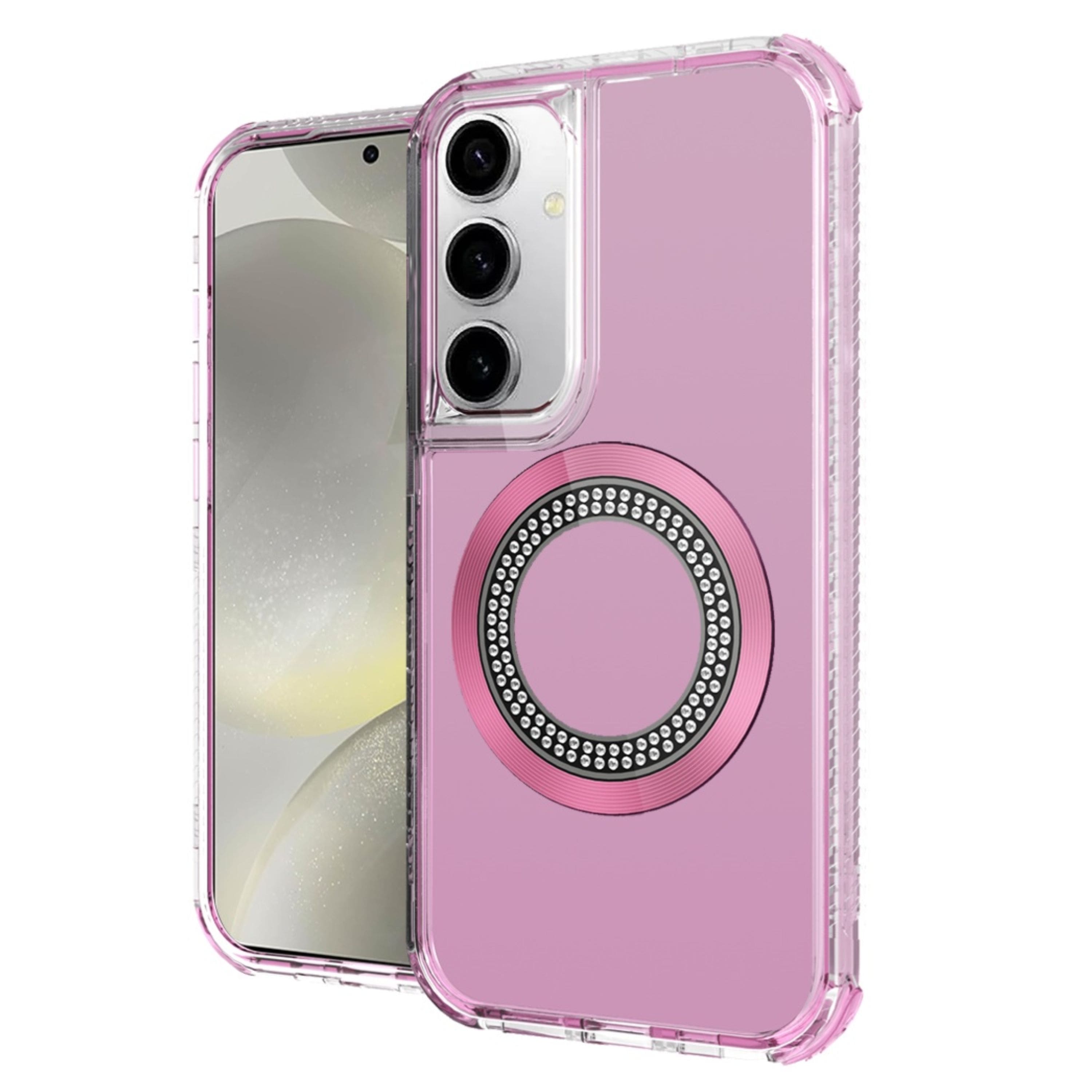 Kitcheniva - Hybrid Magnetic Circle Phone Case With Tempered Glass For Samsung Galaxy S25/S24 - Pink price history on PriceWatchPro