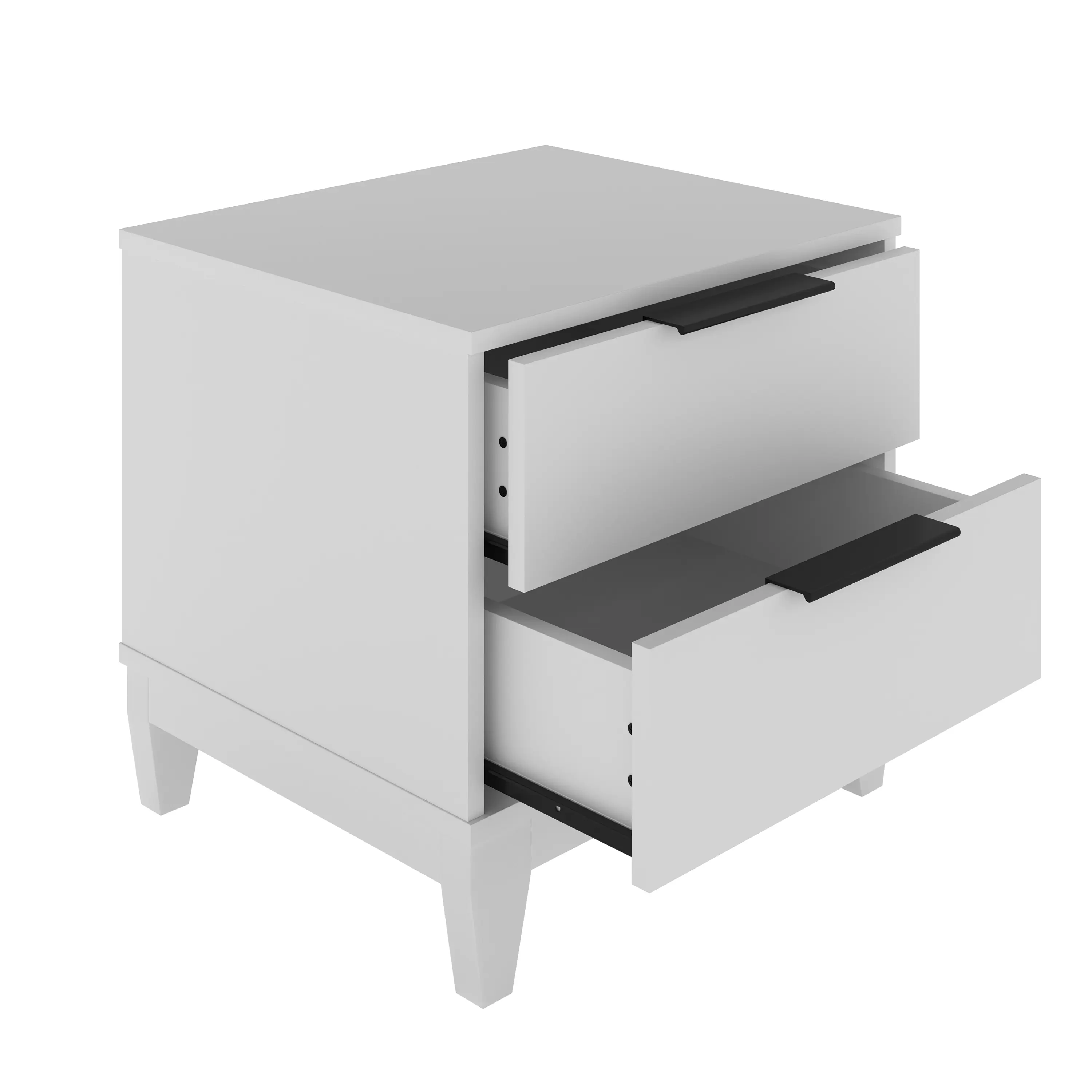 Alt View 4. Boyd Sleep - Boyd Sleep Mackay Two Drawer Low Profile Nightstand - White.