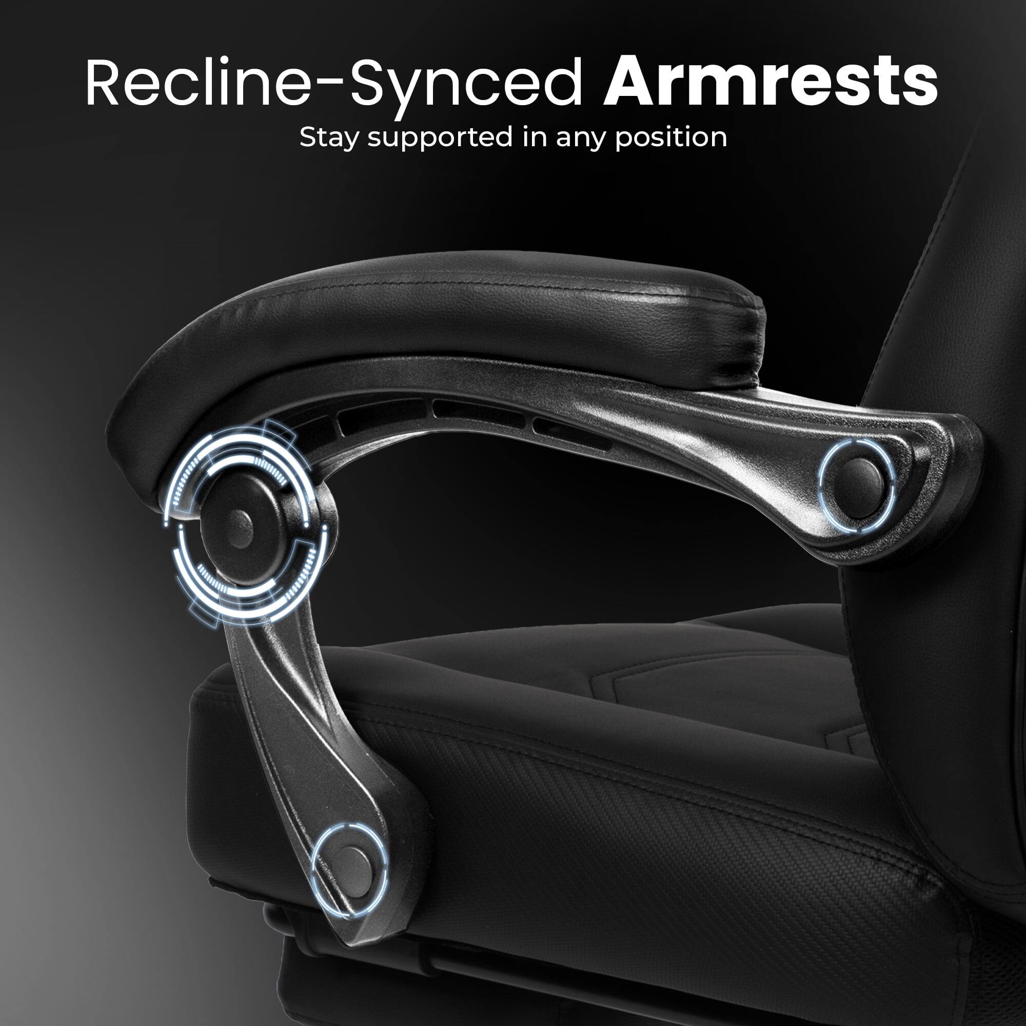 Recline-Synced Armrests  
Stay supported in any position