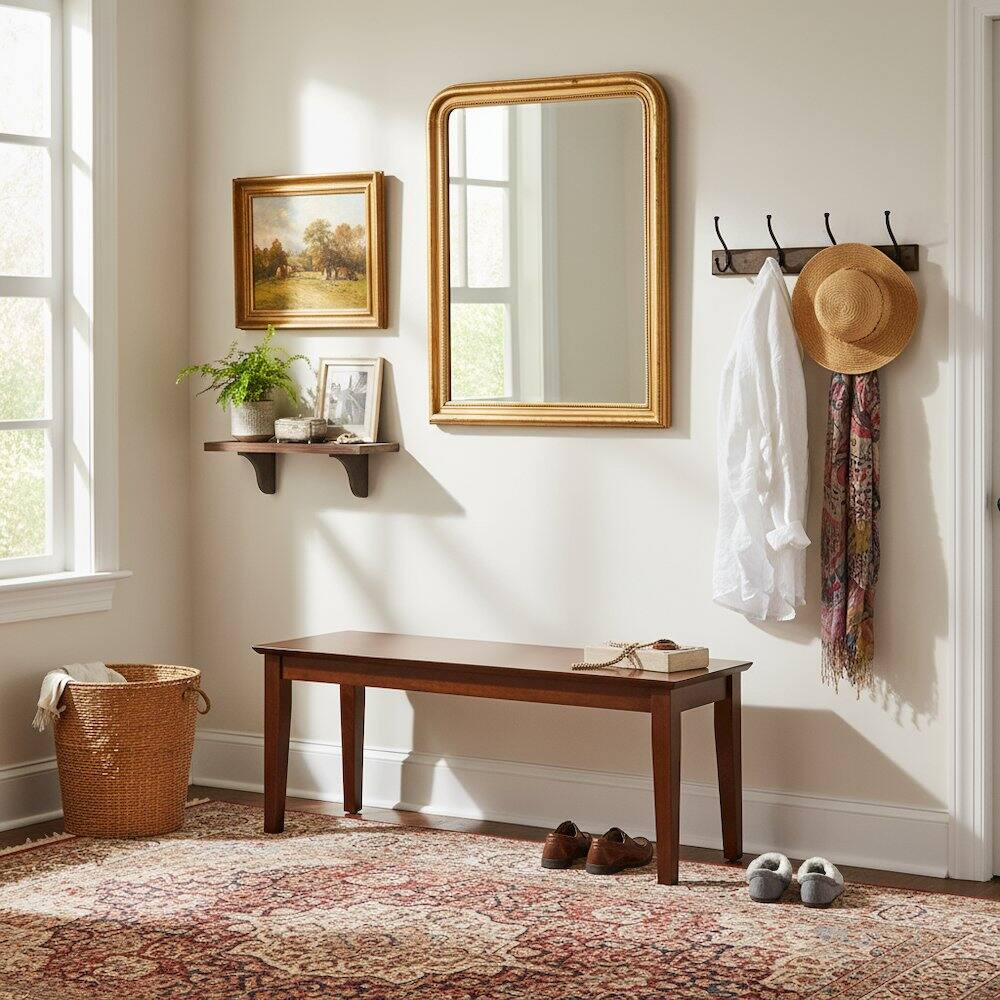 Left. FurniFact - Dining Bench - Mahogany.