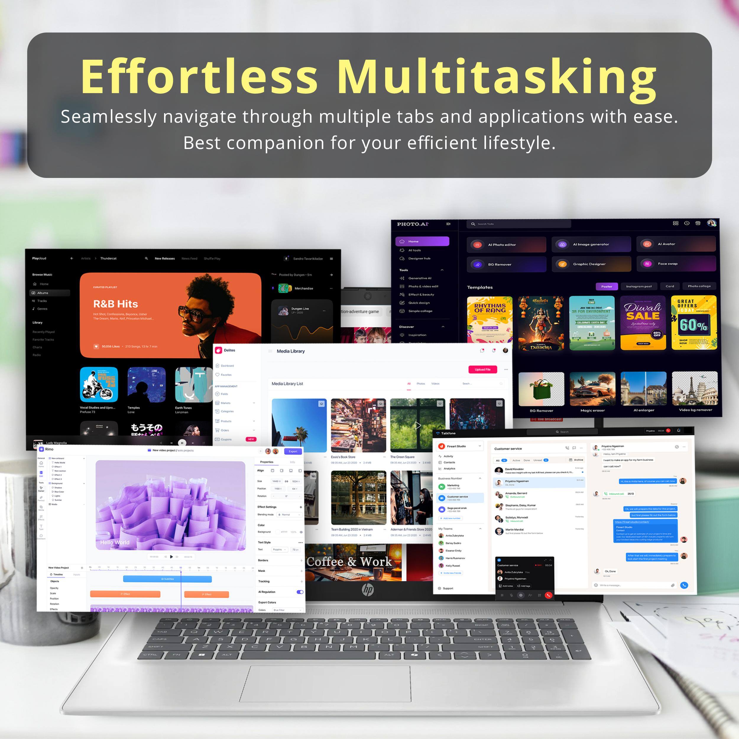 Effortless Multitasking  
Seamlessly navigate through multiple tabs and applications with ease.  
Best companion for your efficient lifestyle.