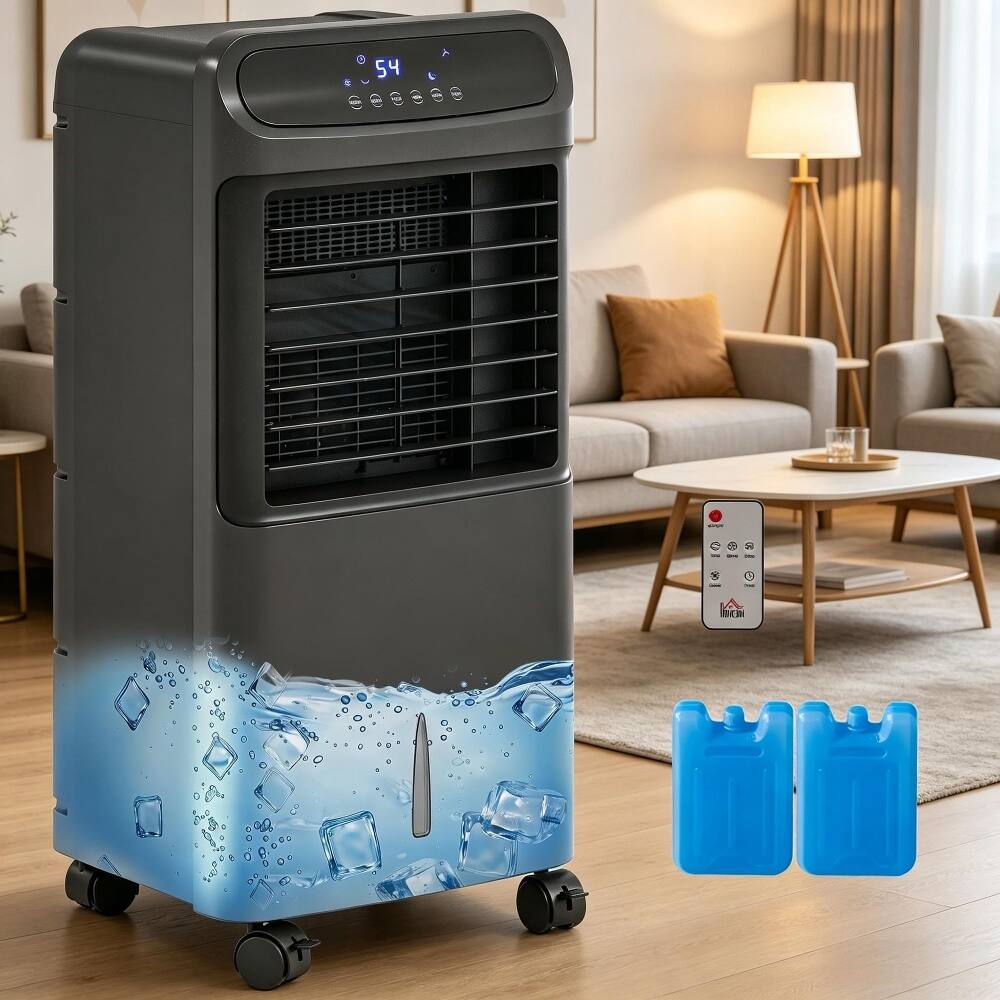 Alt View 4. Loheer - Loheer Evaporative Air Cooler Ice Cooling Fan with Remote Oscillating Portable Swamp Cooler Black.