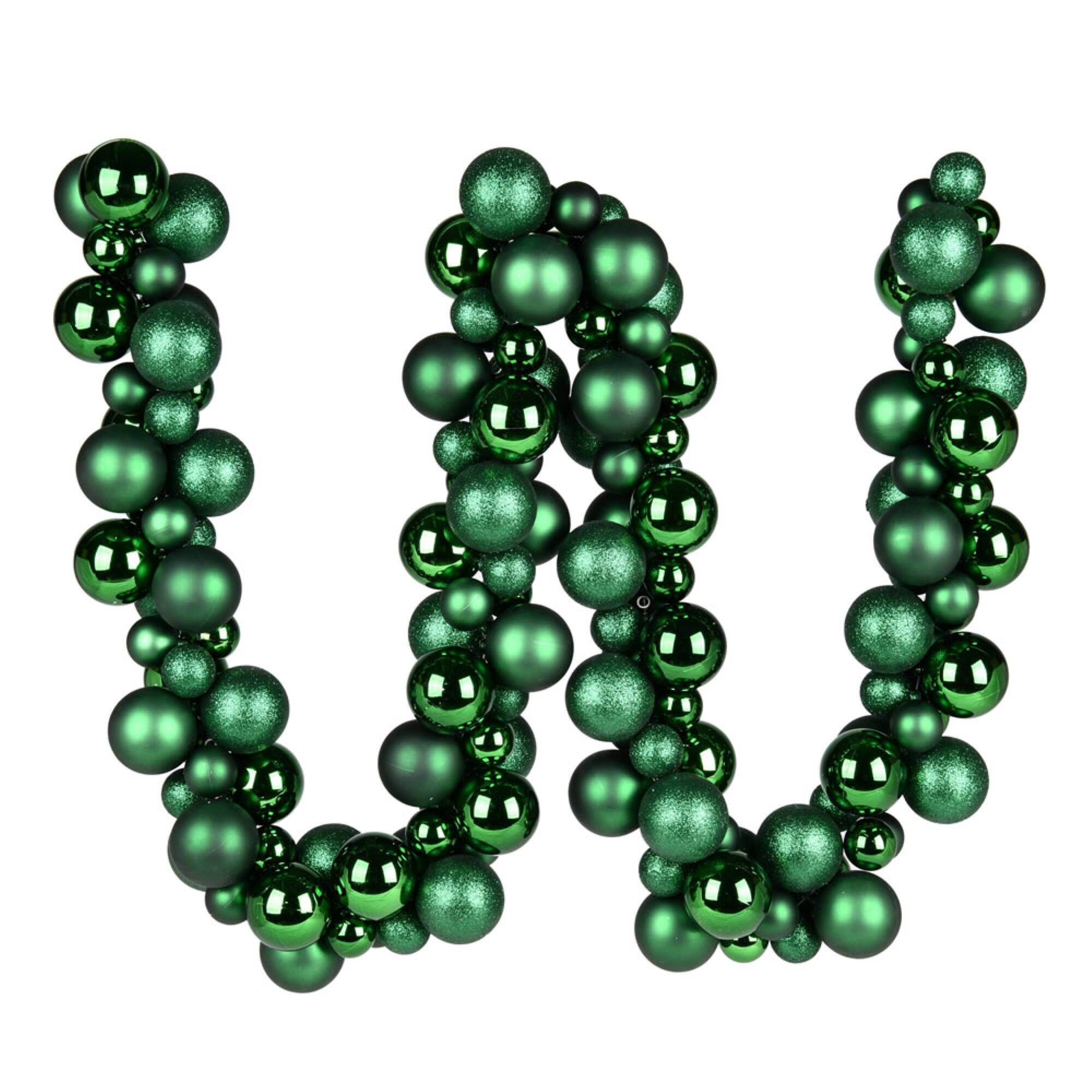 Front. Vickerman - Vickerman 6' Emerald Assorted Ornament Ball Garland - Emerald.