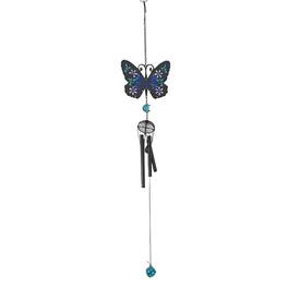 FC Design - 27" Long Butterfly With Black Gem Wind Chime Outdoor Patio or Garden Hanging Decoration - Multi-Color
