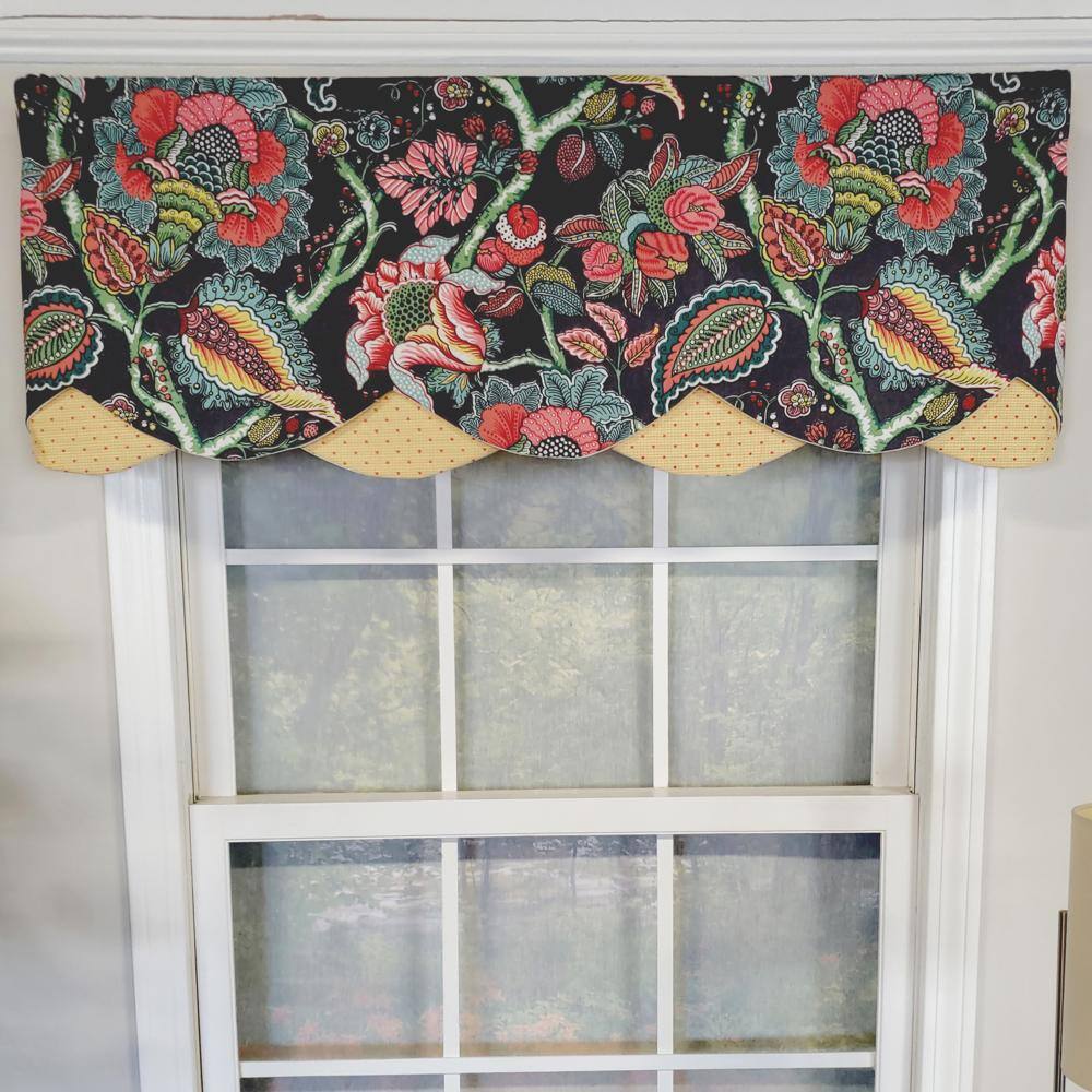 Angle. RLF Home - RLF Home Zoe Petticoat 3" Rod Pocket Lining Luxurious and Elegant Window Treatment Valance 50" x 15" Black - Black.