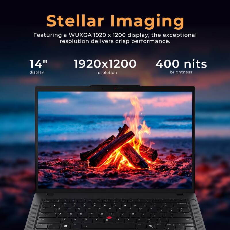 Stellar Imaging

Featuring a WUXGA 1920 x 1200 display, the exceptional resolution delivers crisp performance.

14" display
1920x1200 resolution
400 nits brightness