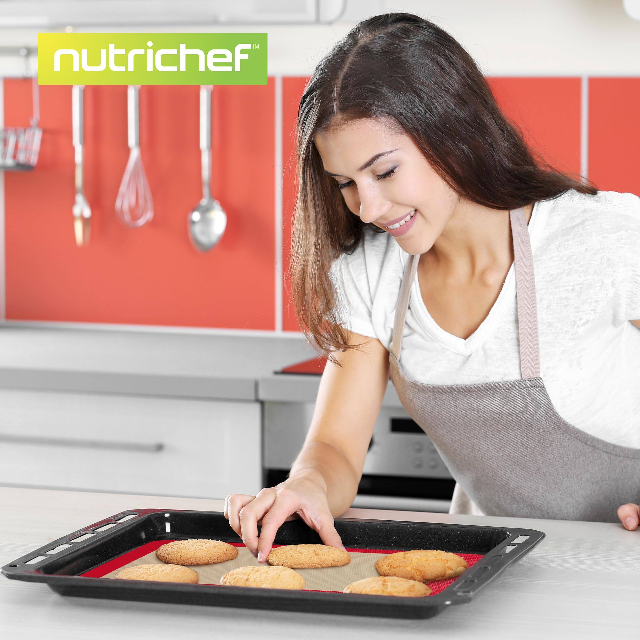 Alt View 4. NutriChef - NutriChef Silicone Baking Mats – 2 Non-Stick, Oven-Safe Up to 480°F, for Full Baking Pans, Red Color (NUBAPARE13).