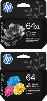 HP - 64 Ink Cartridge Bundle 2-Pack - Black | Cyan | Magenta | Yellow