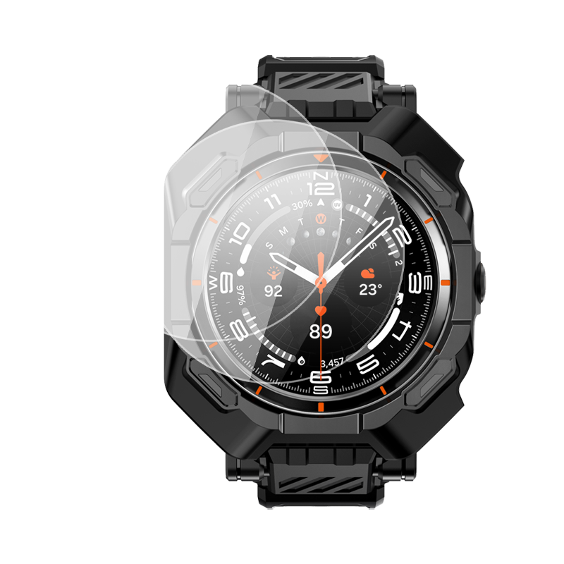 SUPCASE - Galaxy Watch7 Ultra 47mm Unicorn Beetle PRO Wristband Case with Glass Screen Protectors - Black