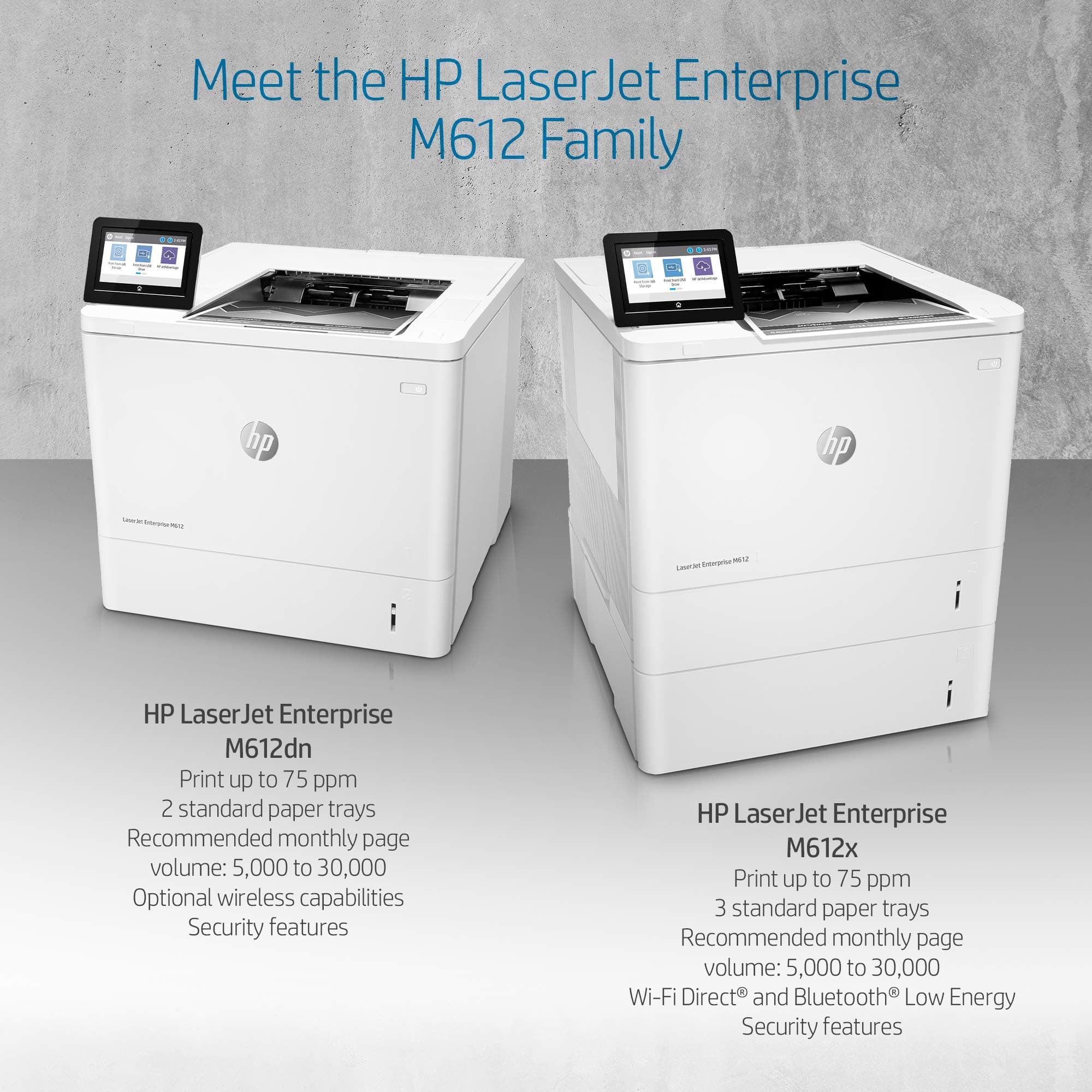 HP LaserJet Enterprise M612dn Monochrome Printer with built in