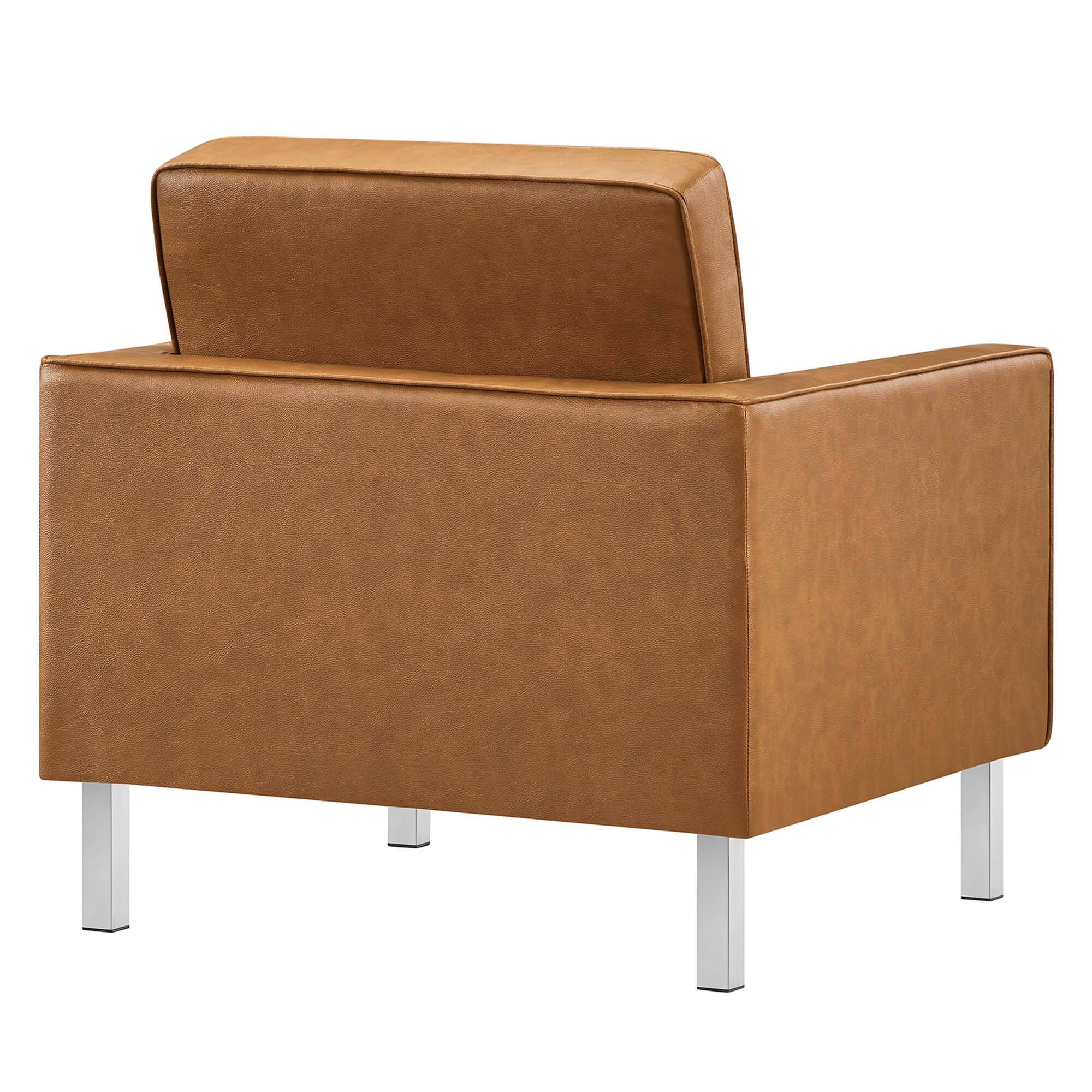 Alt View 2. Modway - Loft Tufted Vegan Leather Armchair and Ottoman Set by Modway - Brown.