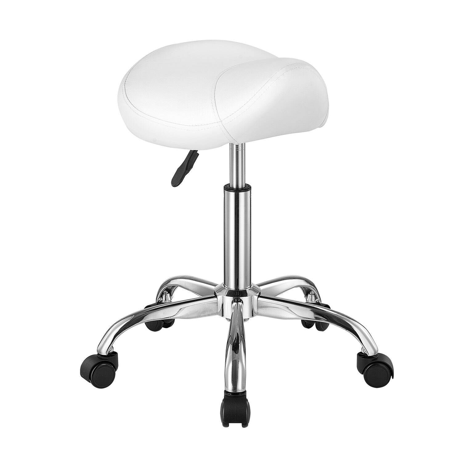 Alt View 10. Glintex - Saddle Stool with Wheels, 450lbs Capacity Ergonomic Adjustable Height PU Leather Swivel Saddle Chair for Salon and Spa - White.