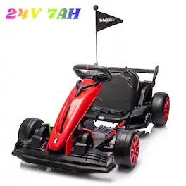 GARVEE - Electric Drifting Go Kart 24V, 7.5MPH, Adjustable Seat, 2*200W Motors, Kids Teens - Red