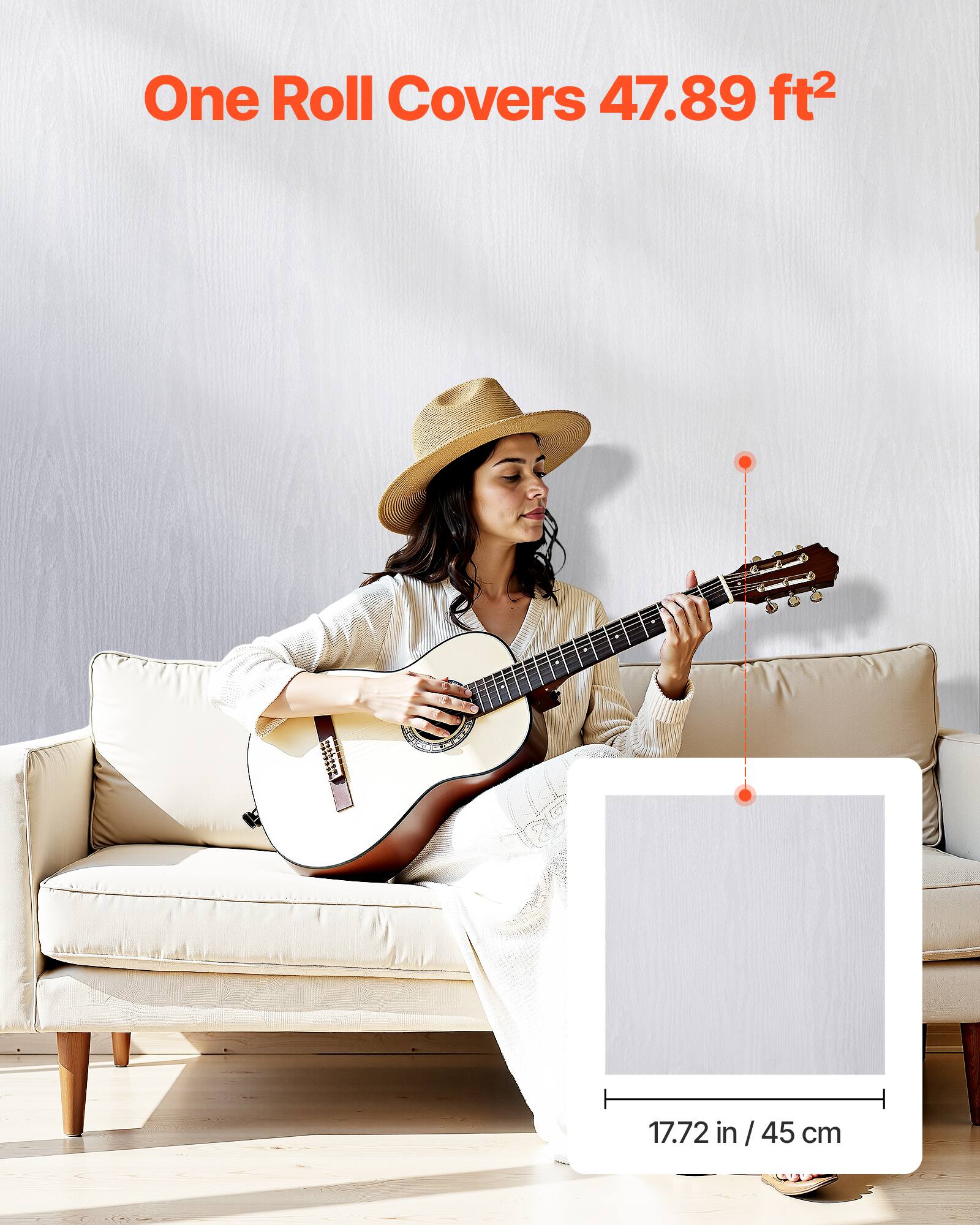 One Roll Covers 47.89 ft²

17.72 in / 45 cm