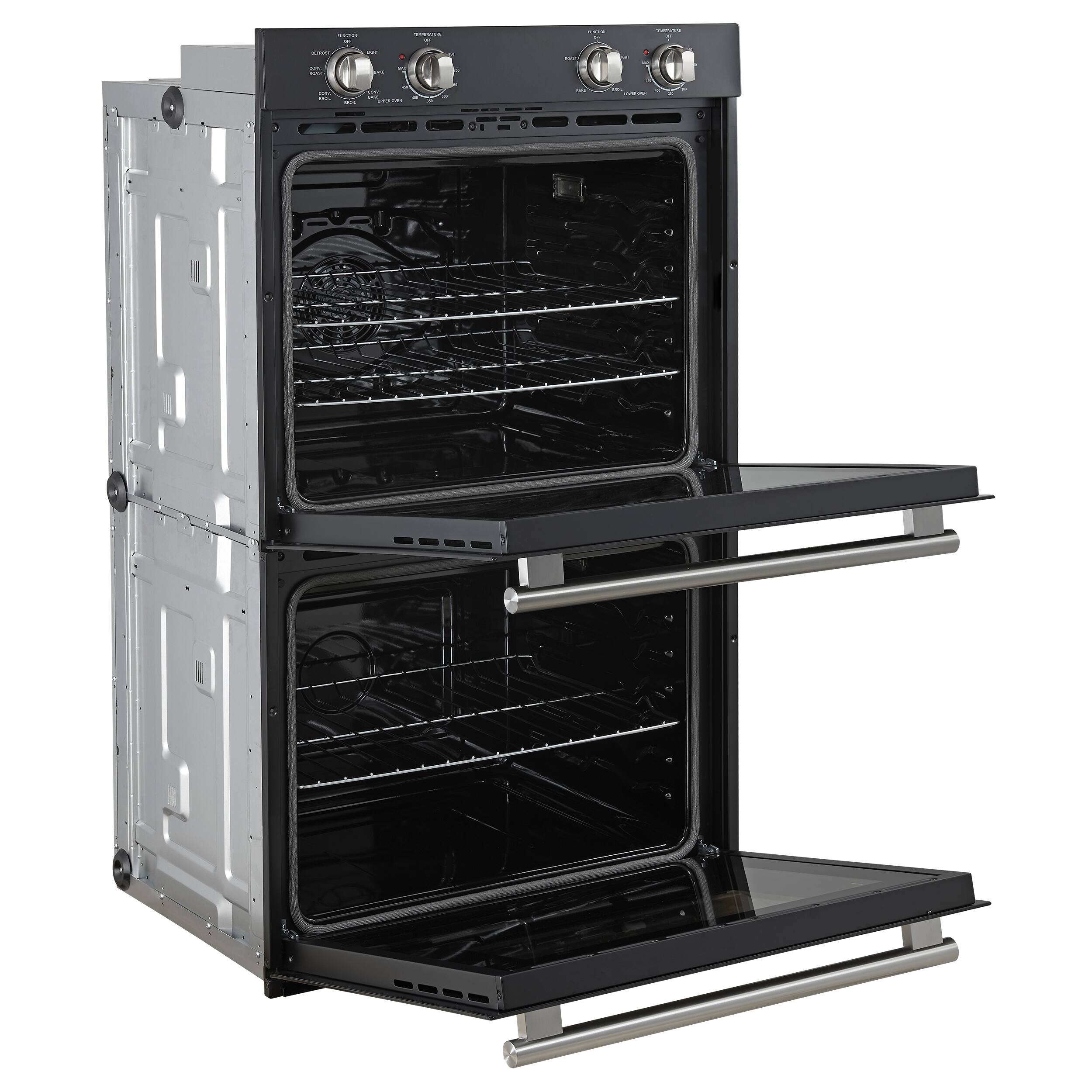 Left. Forno Appliances - Vomero 30" Electric Convection Double Wall Oven - Black.