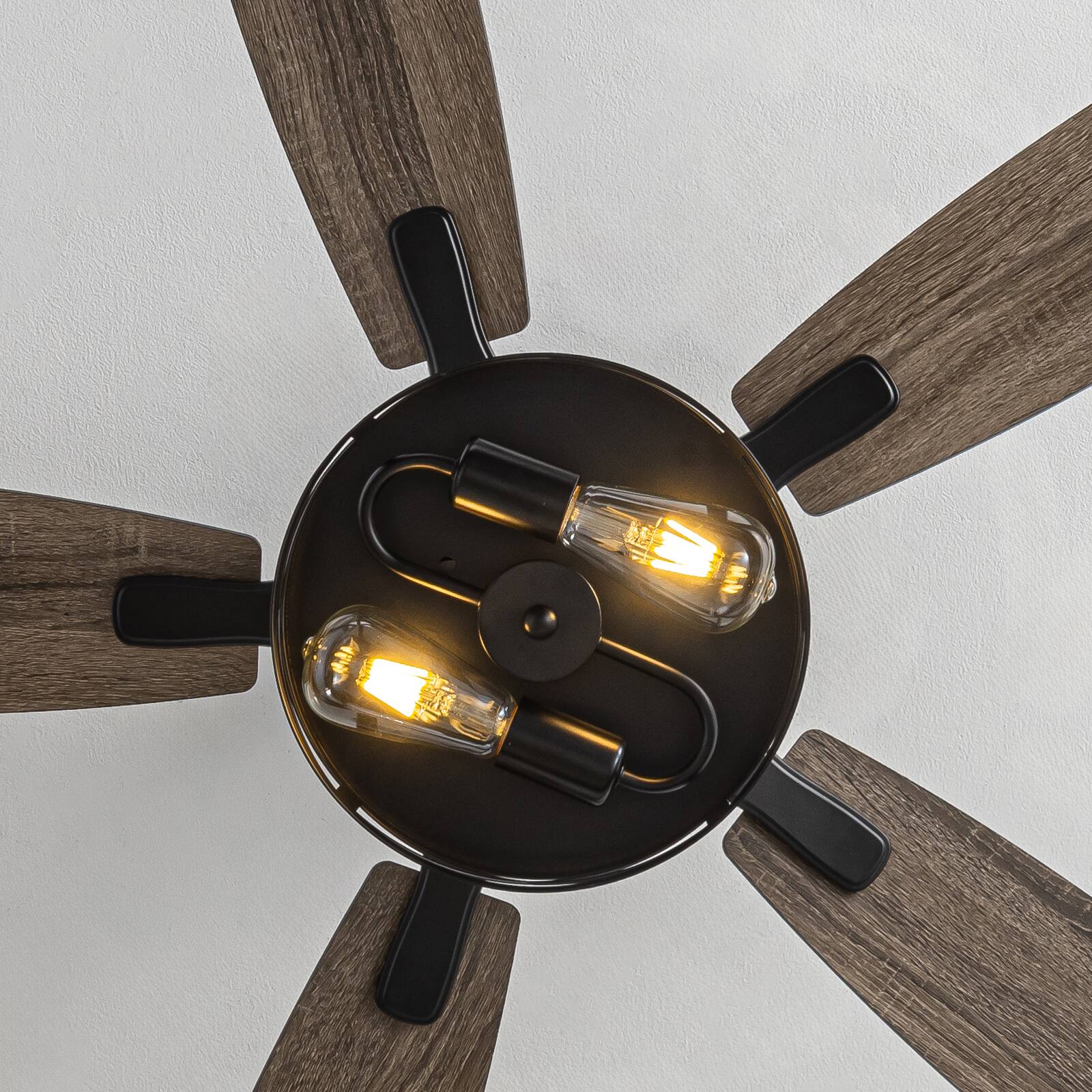 Alt View 5. Siljoy - 42-inch Farmhouse Cage Ceiling Fan with Light Slim Metal App & Remote Dimmable LED for Living Room Bedroom and Patio - Brown.