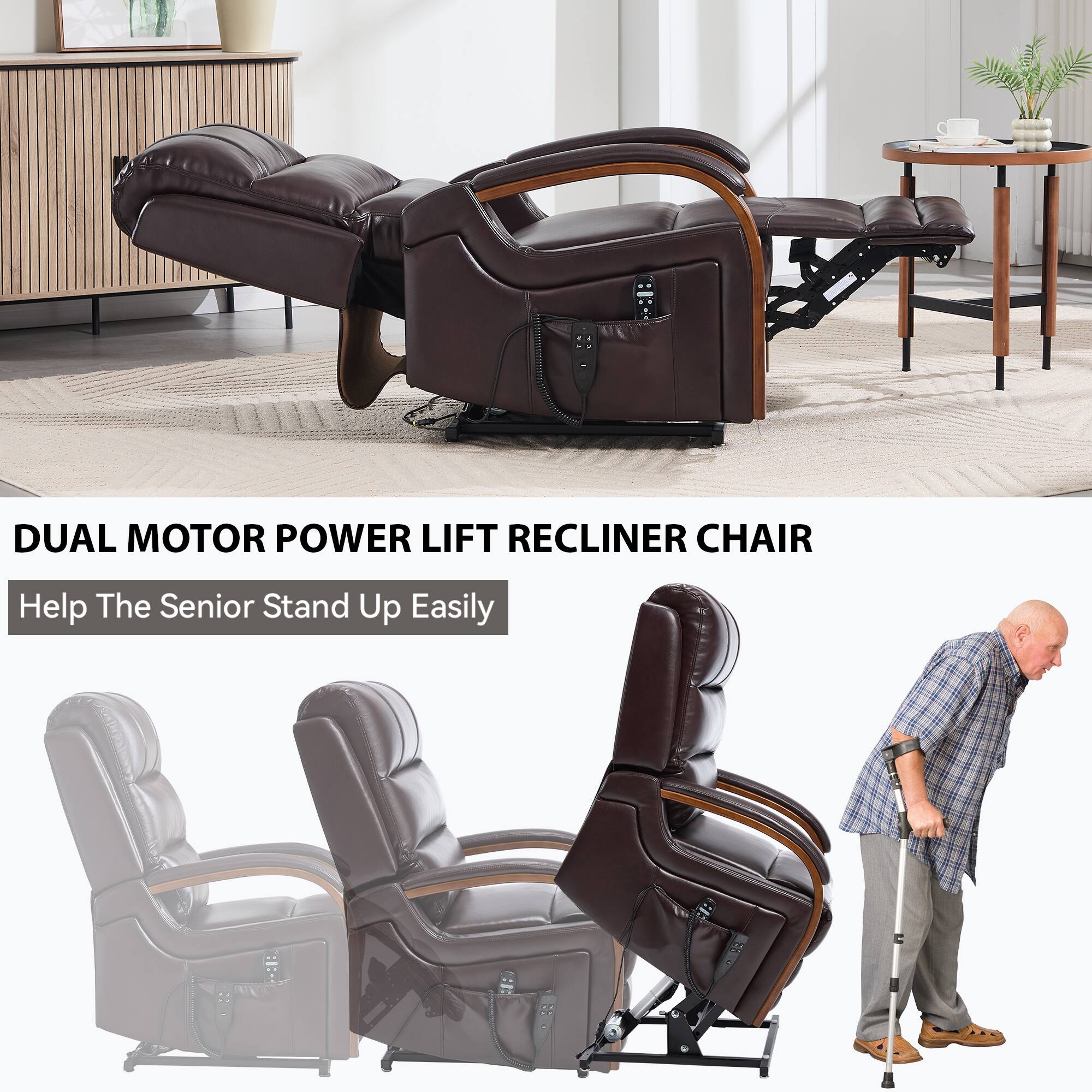 DUAL MOTOR POWER LIFT RECLINER CHAIR  
Help The Senior Stand Up Easily