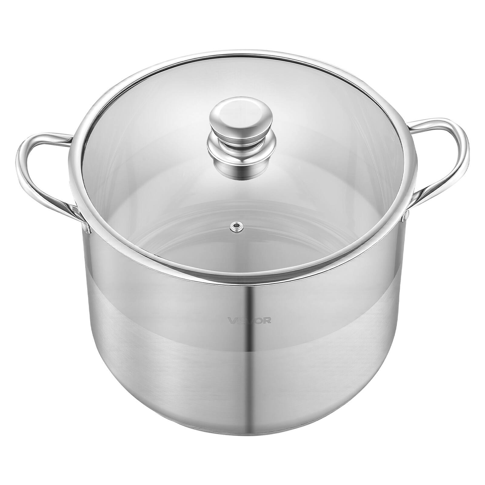 Alt View 5. VEVOR - Stainless Steel Stock Pot, 16-Quart Stainless Steel Stockpot with Glass Lid, PFOA-Free, PFAS-Free, Compatible with Gas - Silver.