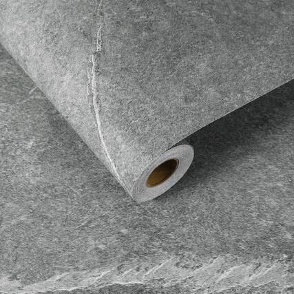 Front. Unique Bargains - 31.5x197 Concrete Wallpaper, Cement Contact Paper, Vinyl Stained Matte Stripe Textured Adhesive for Kitchen & Bathroom - Stripe Dark Grey.