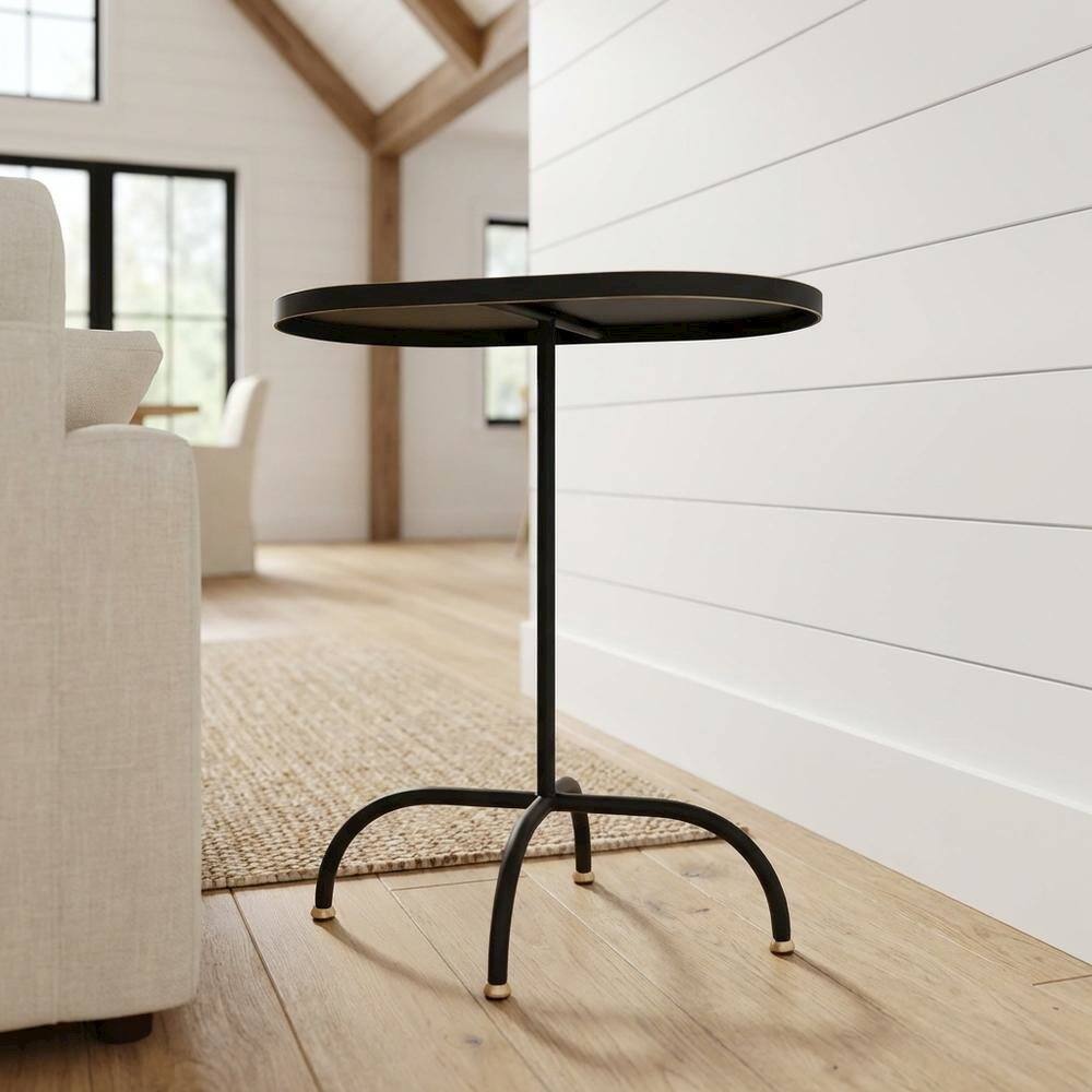 Alt View 4. Starlight Canyon Home - Geometric End Table, Industrial Oval Accent Side Table for Living Room - Black.