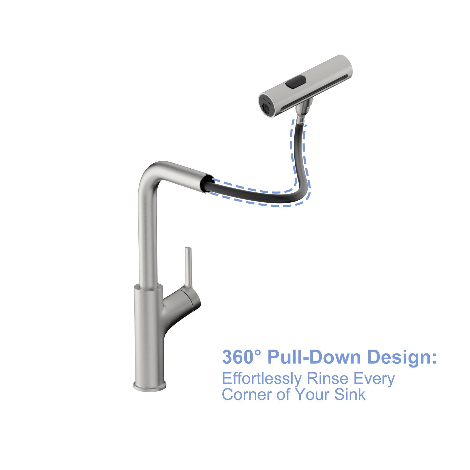 360° Pull-Down Design: Effortlessly Rinse Every Corner of Your Sink