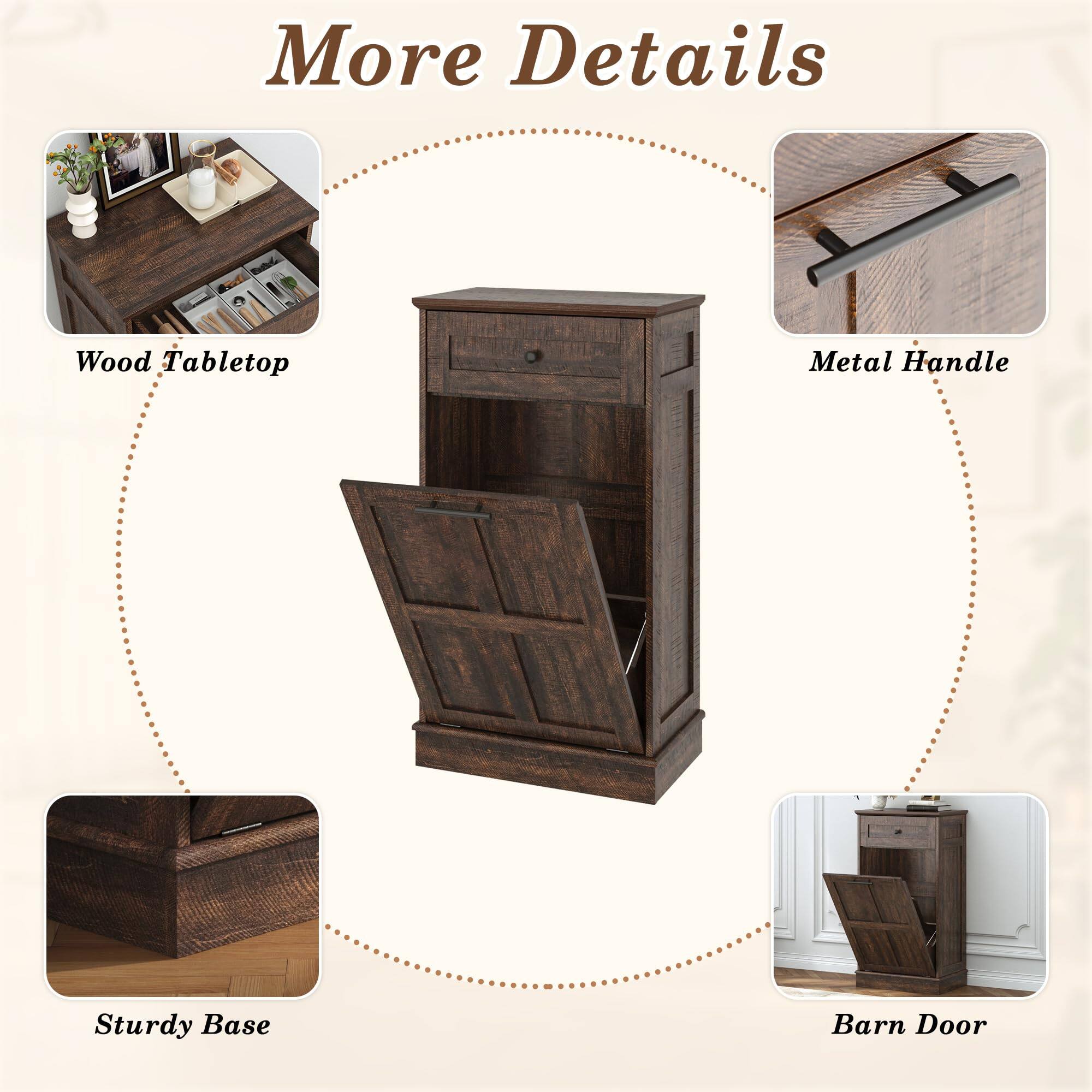 More Details

- Wood Tabletop
- Metal Handle
- Sturdy Base
- Barn Door