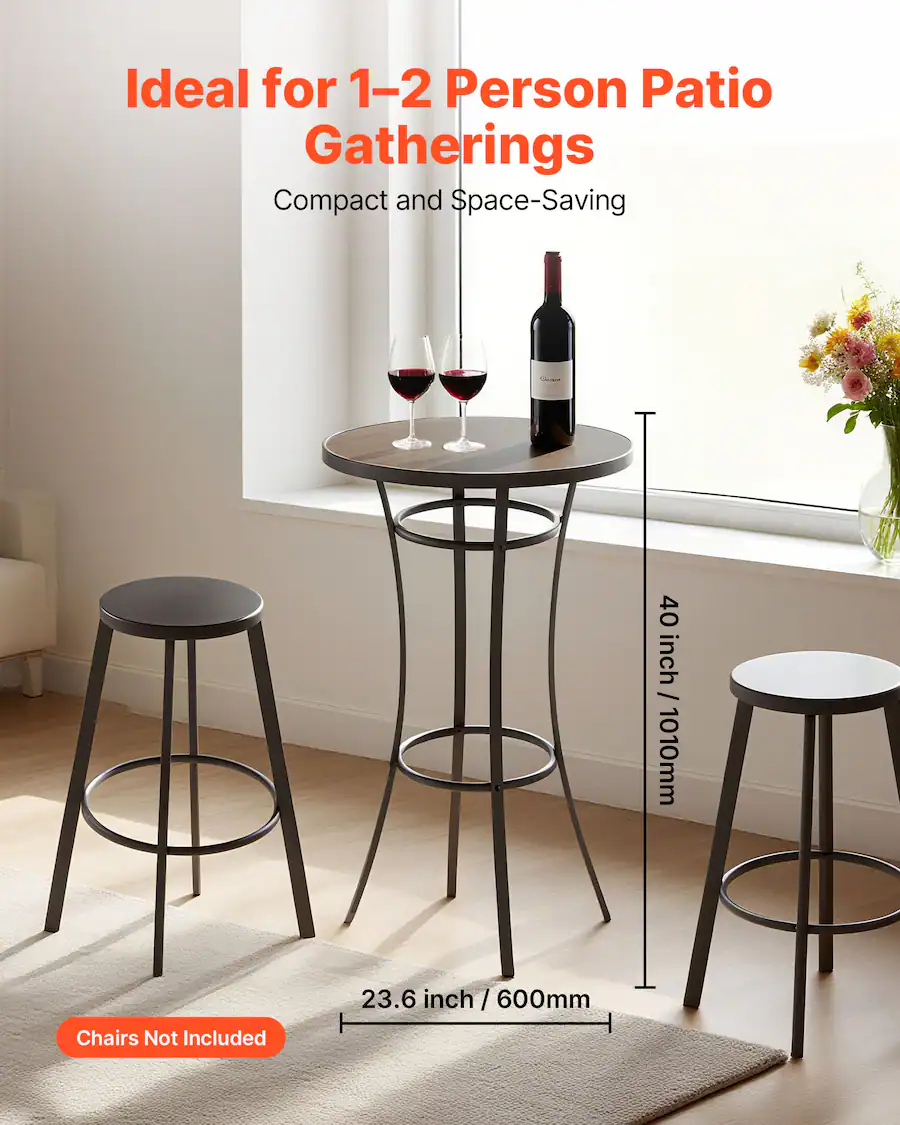 VEVOR Outdoor Round Bar Table, 23.7 in Counter Bar Height Bistro Table ...