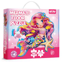 BenBen - Puzzles for Kids 3-8, Large 52 Piece Mermaid Floor Puzzles for Toddlers Girls Boys