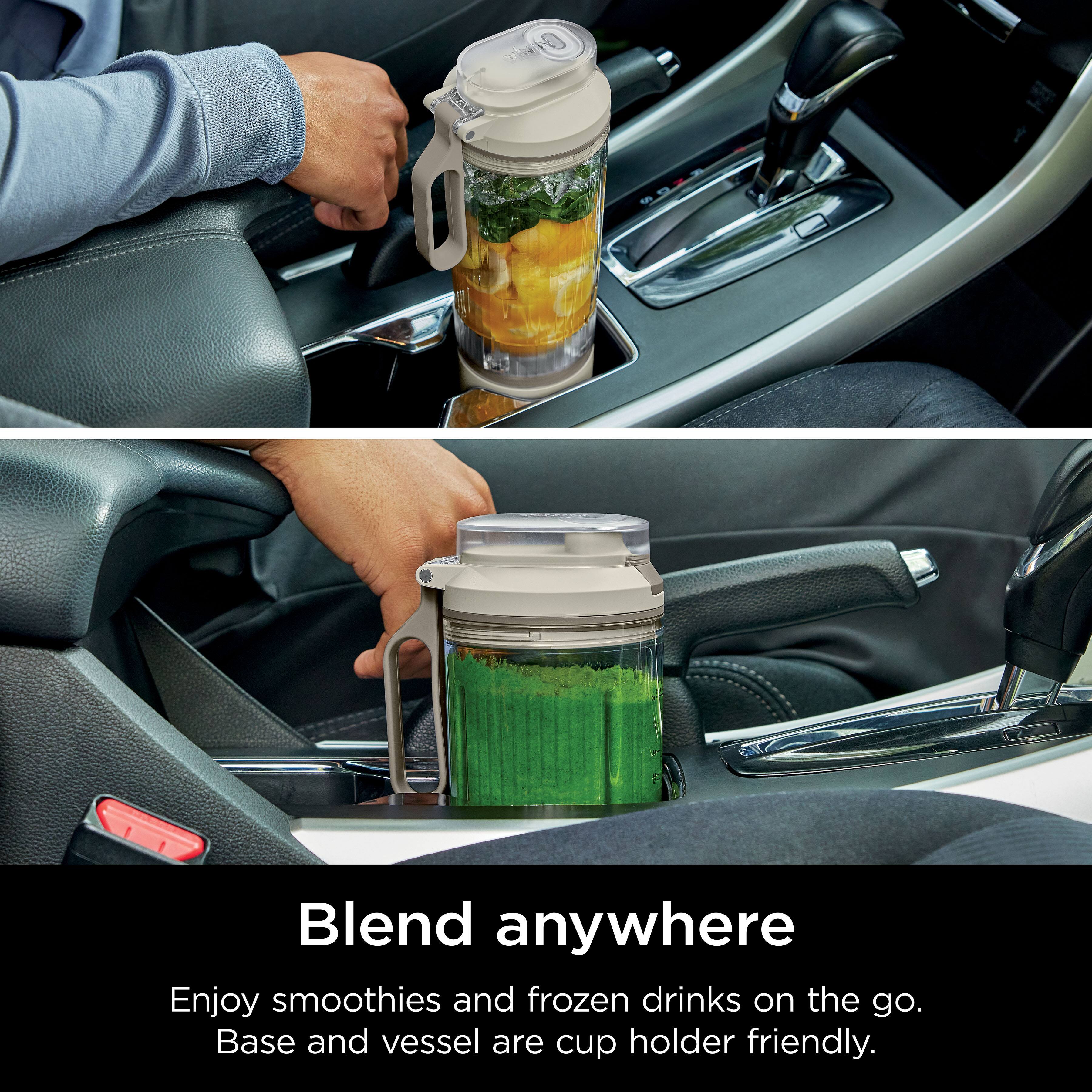 Blend anywhere Enjoy smoothies and frozen drinks on the go. Base and vessel are cup holder friendly.