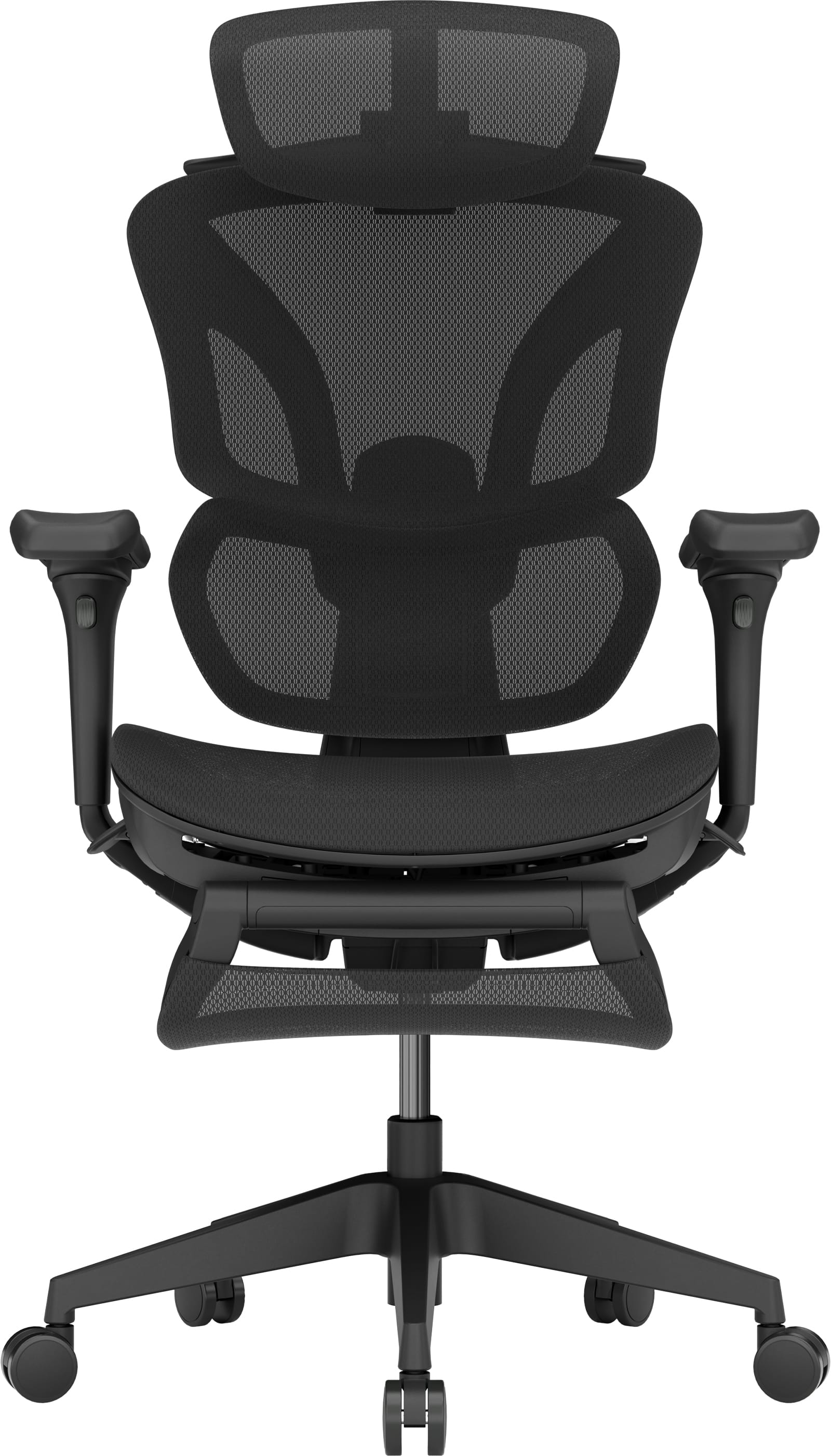 Angle. ACGAM - Ergonomic Mesh Office Chair, High Back Gaming Chair w/ Footrest, Lumbar Support, 4D Armrest, Headrest, Large Nylon Base - Black.