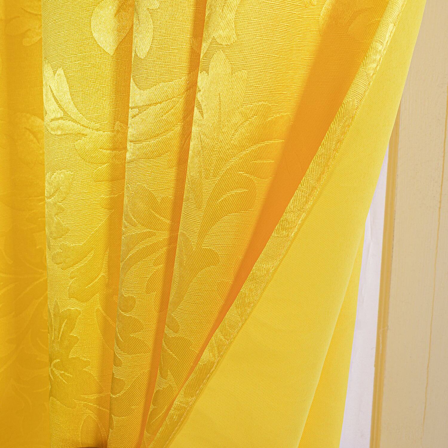 Alt View 1. Olivia Gray - Olivia Gray 100% Polyester 200 GSM Dyson Embossed Blackout Grommet Curtain Panel 54" x 84" Yellow - Yellow.