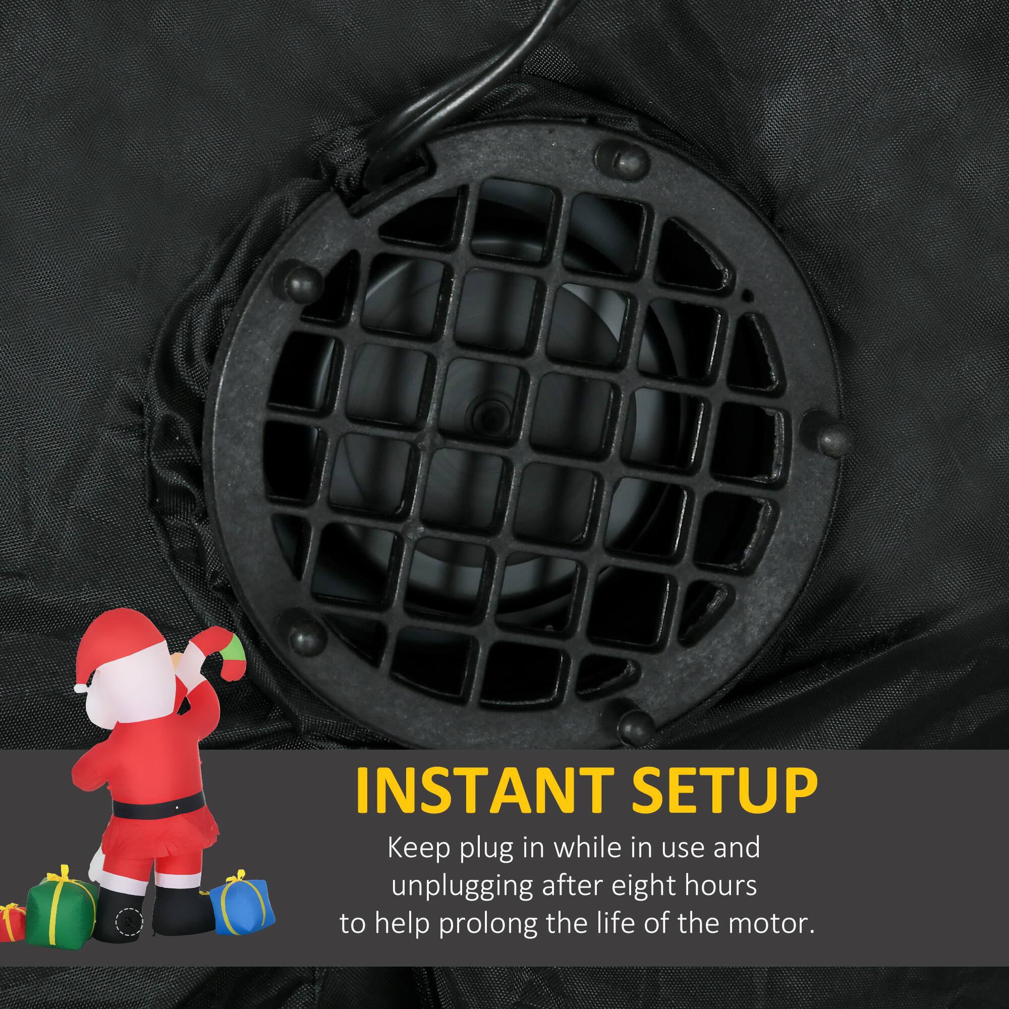 INSTANT SETUP  
Keep plug in while in use and unplugging after eight hours to help prolong the life of the motor.