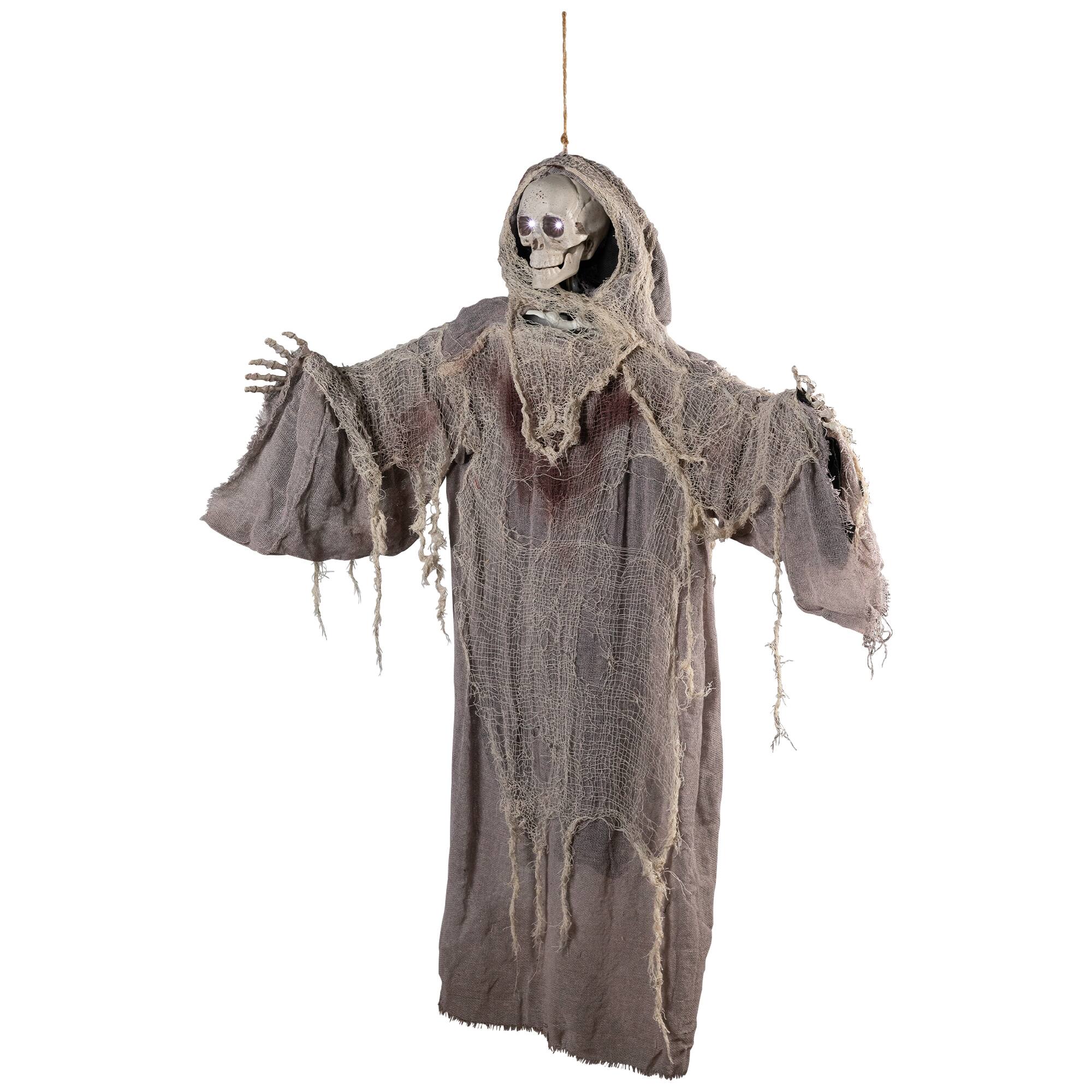 Alt View 3. Northlight - Lighted Touch Activated Hanging Death Reaper Halloween Decoration - 36" - Gray.