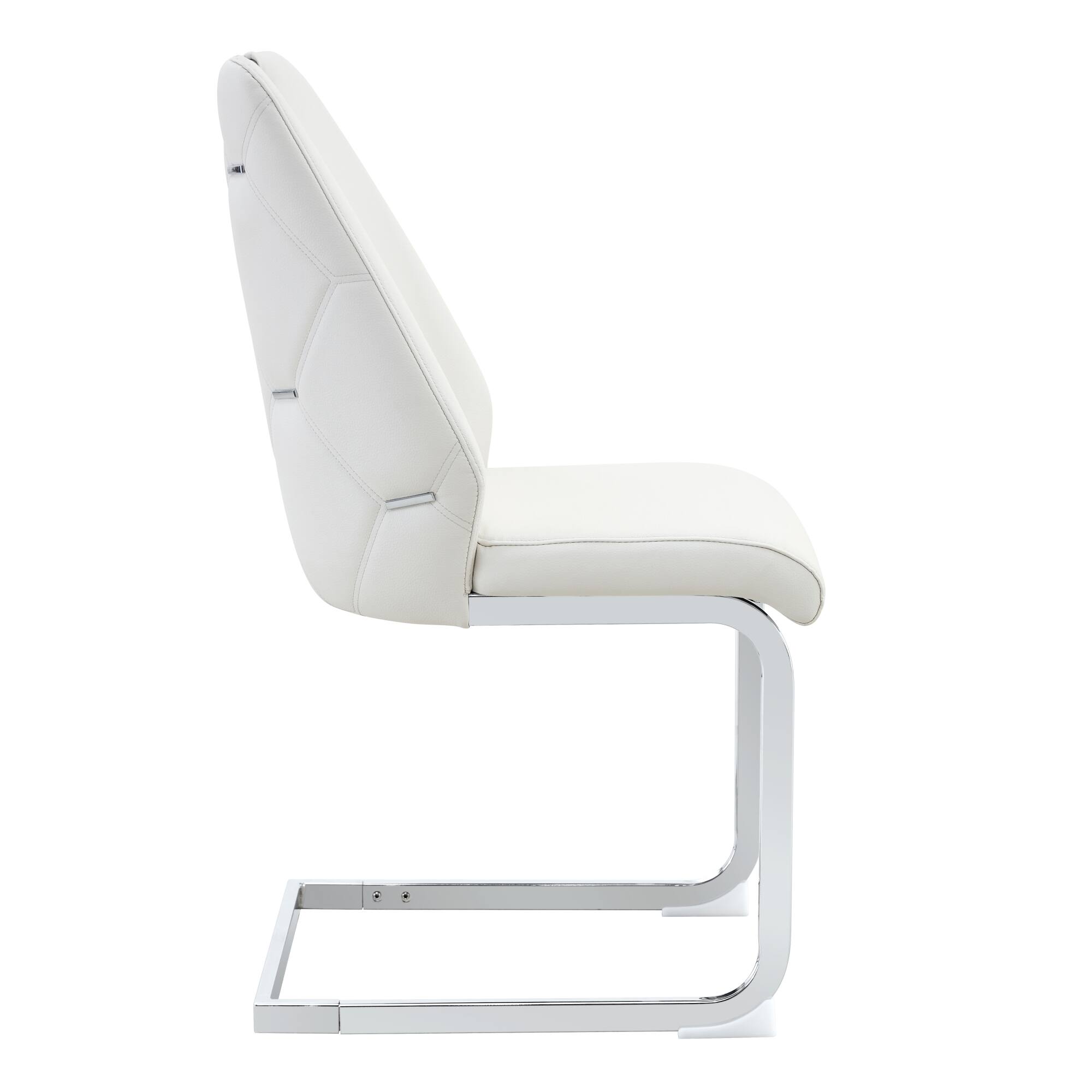 Alt View 6. GOODSILO - Set of 2 Modern Upholstered Dining Chairs with Elegant Metal Accents and High-Resilience Foam Cushions - White.