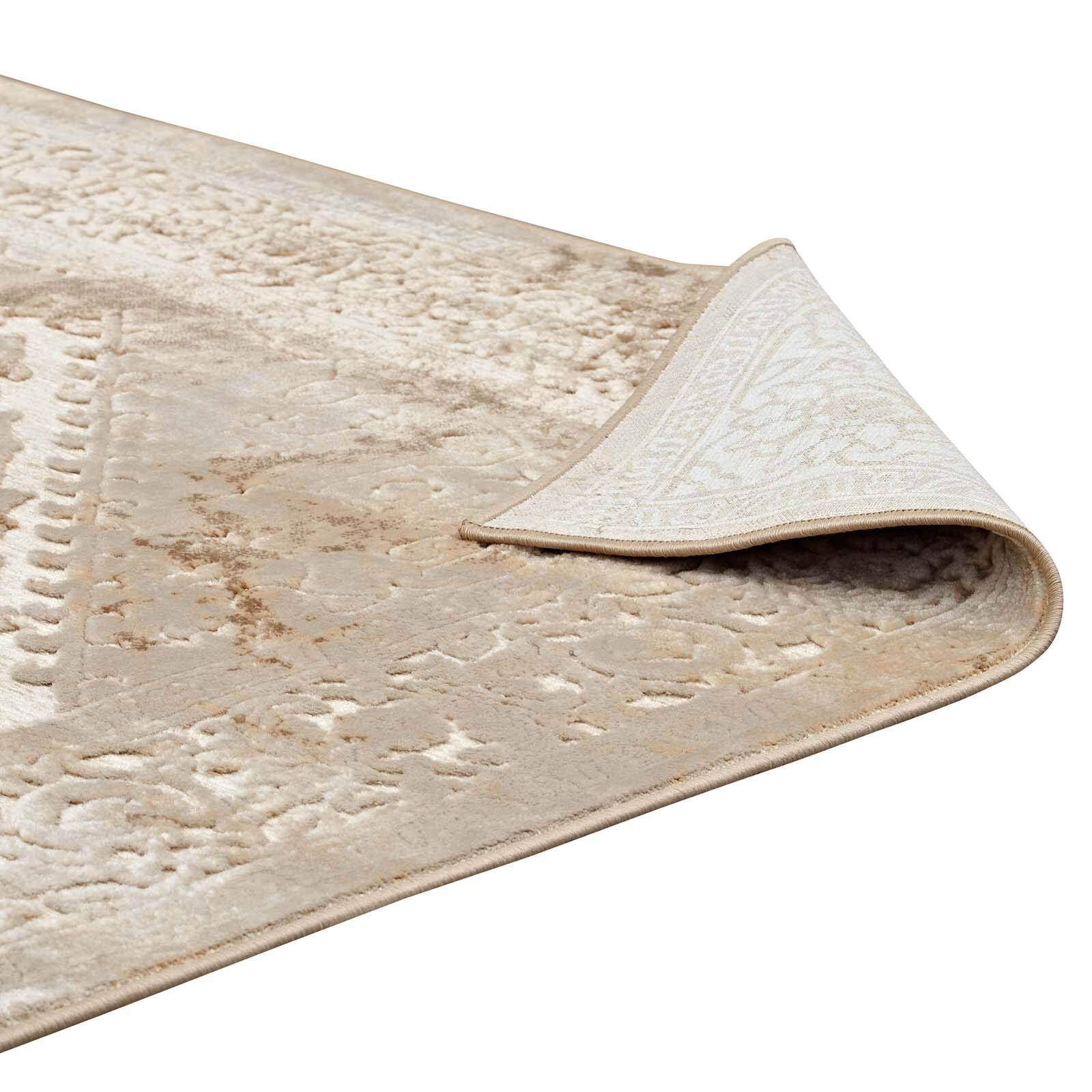 Alt View 3. Modway - Rosina Distressed Vintage Medallion Area Rug - Tan and Cream.