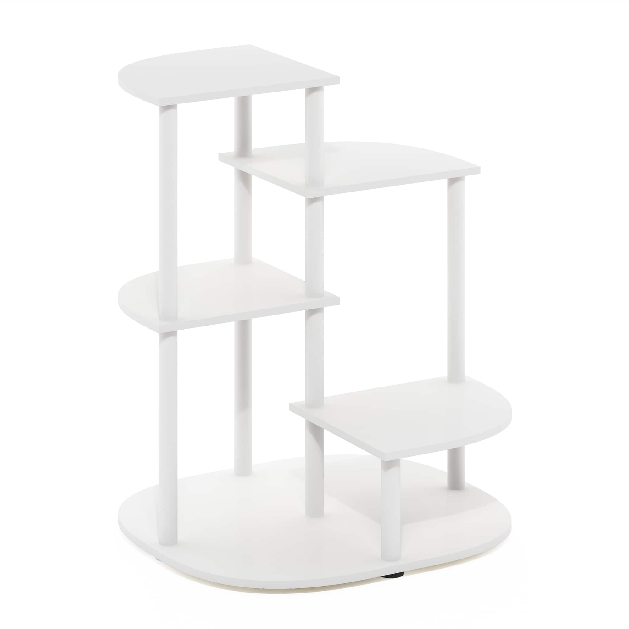 Front. Furinno - Celuka 4-Tier Indoor Outdoor Potted Plant Stand Holder for Multiple Plants - White/Virgin White.