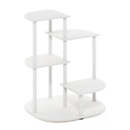 Furinno - Celuka 4-Tier Indoor Outdoor Potted Plant Stand Holder for Multiple Plants - White/Virgin White