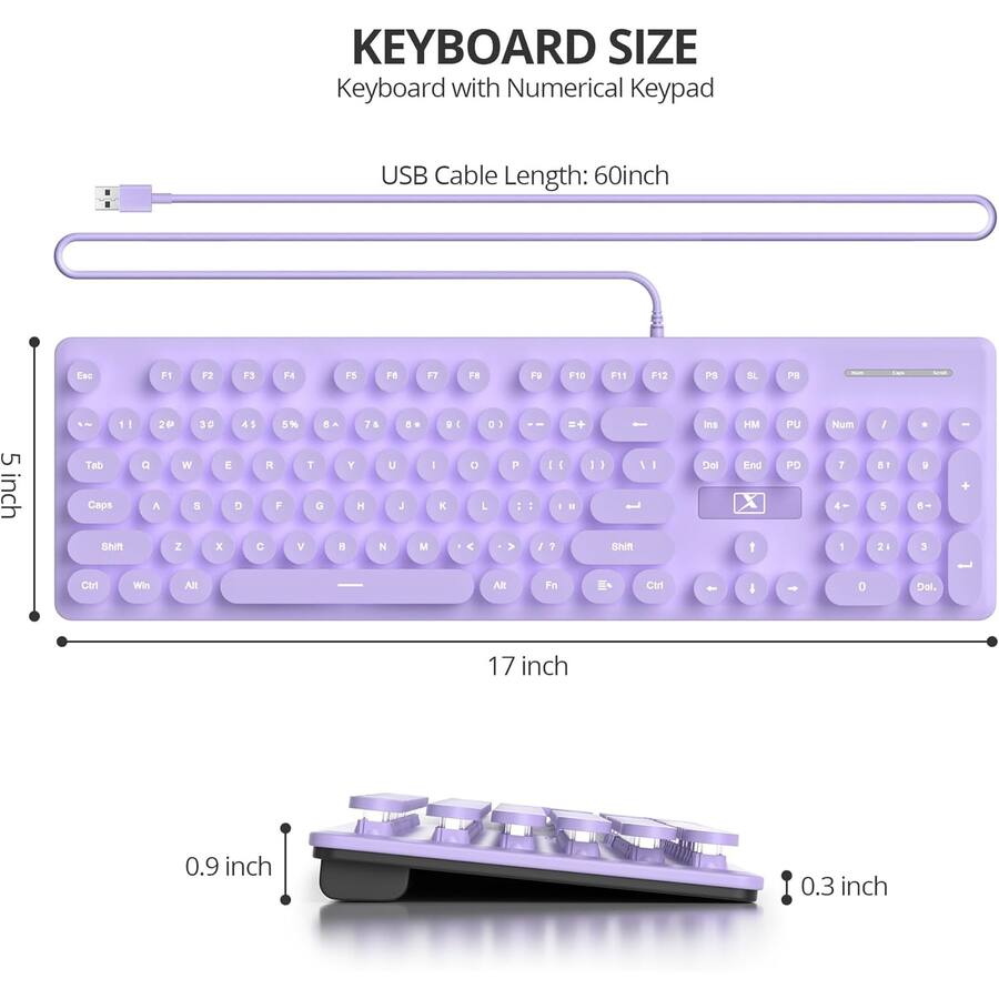 PARKER SLATER Full size typewriter keyboard with 105 retro round ...