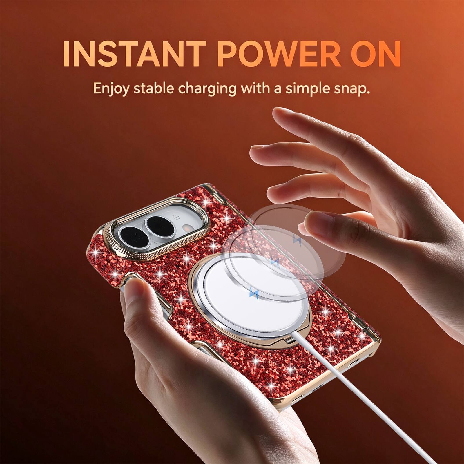 UUCOVER Magnetic Kickstand Glitter Case For Apple iPhone Duo ...