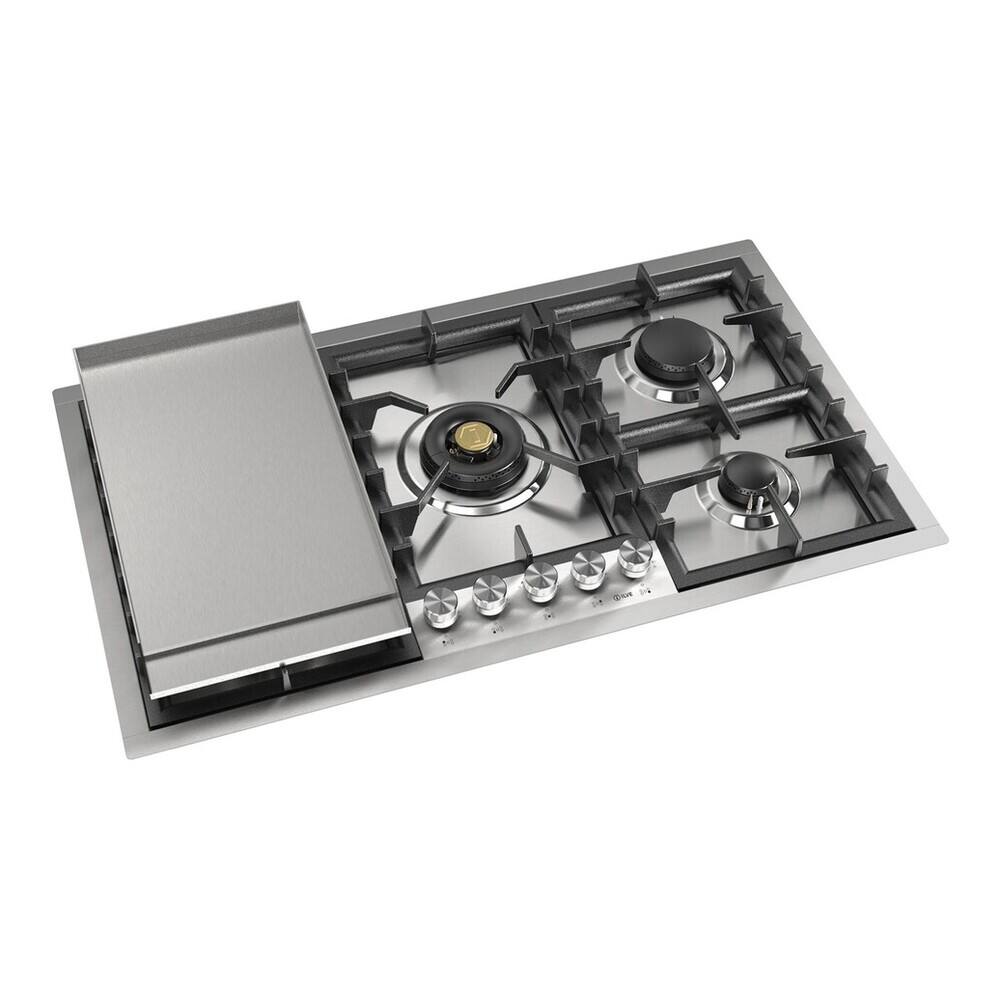 Alt View 1. ILVE - ILVE Professional Plus II Series 36 in. Gas Cooktop with 5 Sealed Burners + Griddle (Natural Gas, Satin Trim) - Stainless Steel.