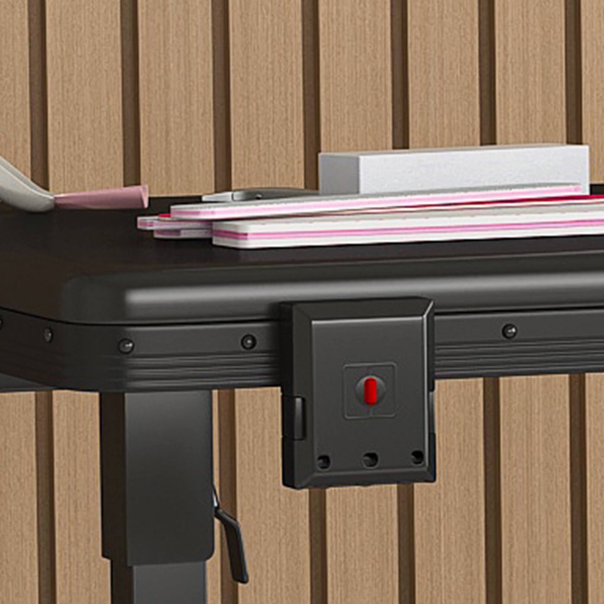 Back. GOODSILO - Professional Folding Nail Art Table with LED Mirror Bluetooth Speaker Lockable Drawers Telescopic Pole Salon Station - Black.